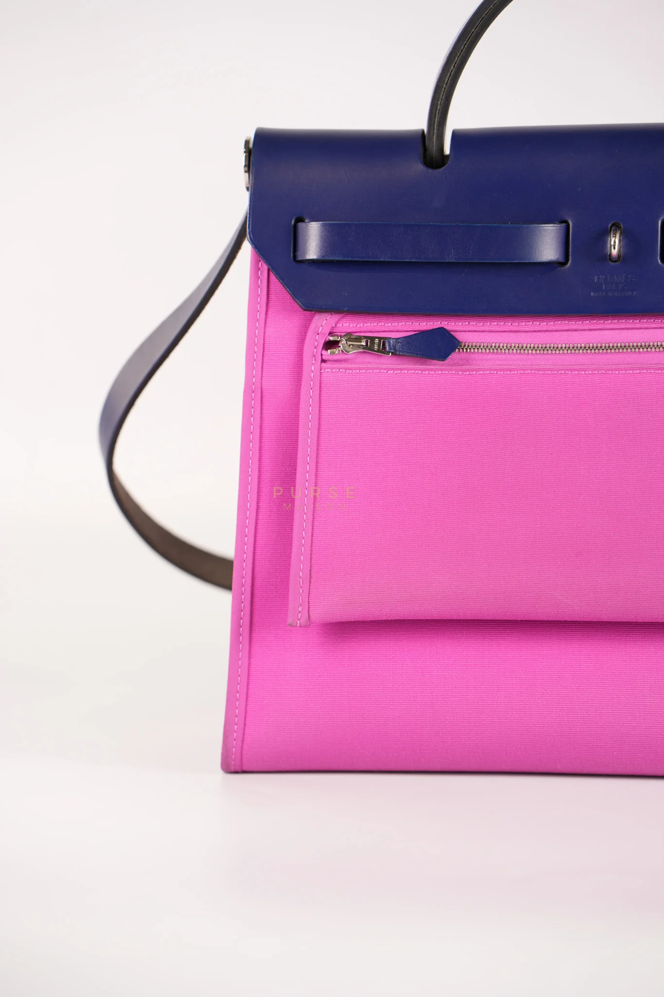 Hermes Herbag Zip 31 Vache Hunter Toile Officier Magnolia/Bleu Saphir and Palladium Hardware Stamp Y (2020) - Image 22