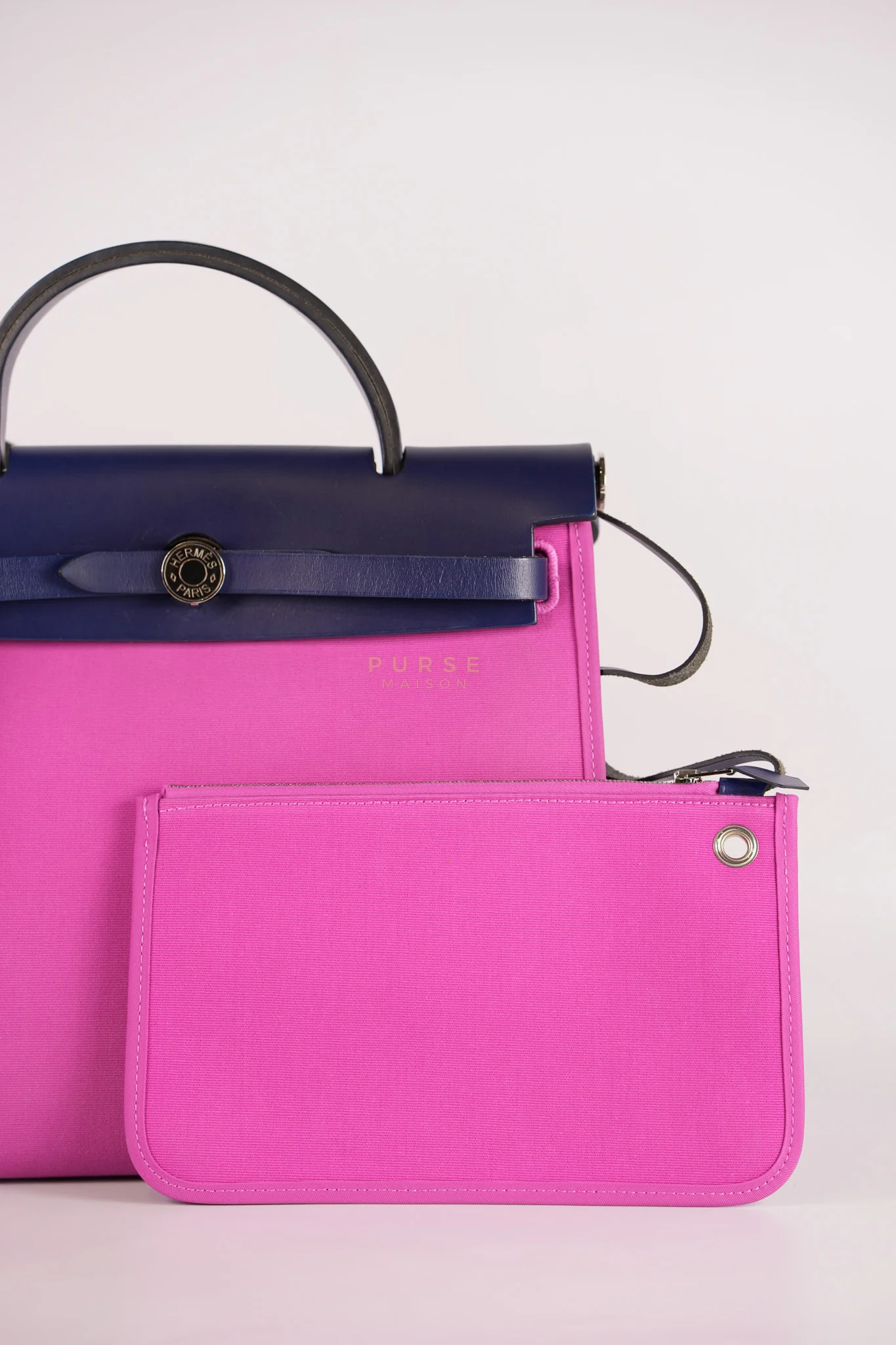 Hermes Herbag Zip 31 Vache Hunter Toile Officier Magnolia/Bleu Saphir and Palladium Hardware Stamp Y (2020) - Image 24