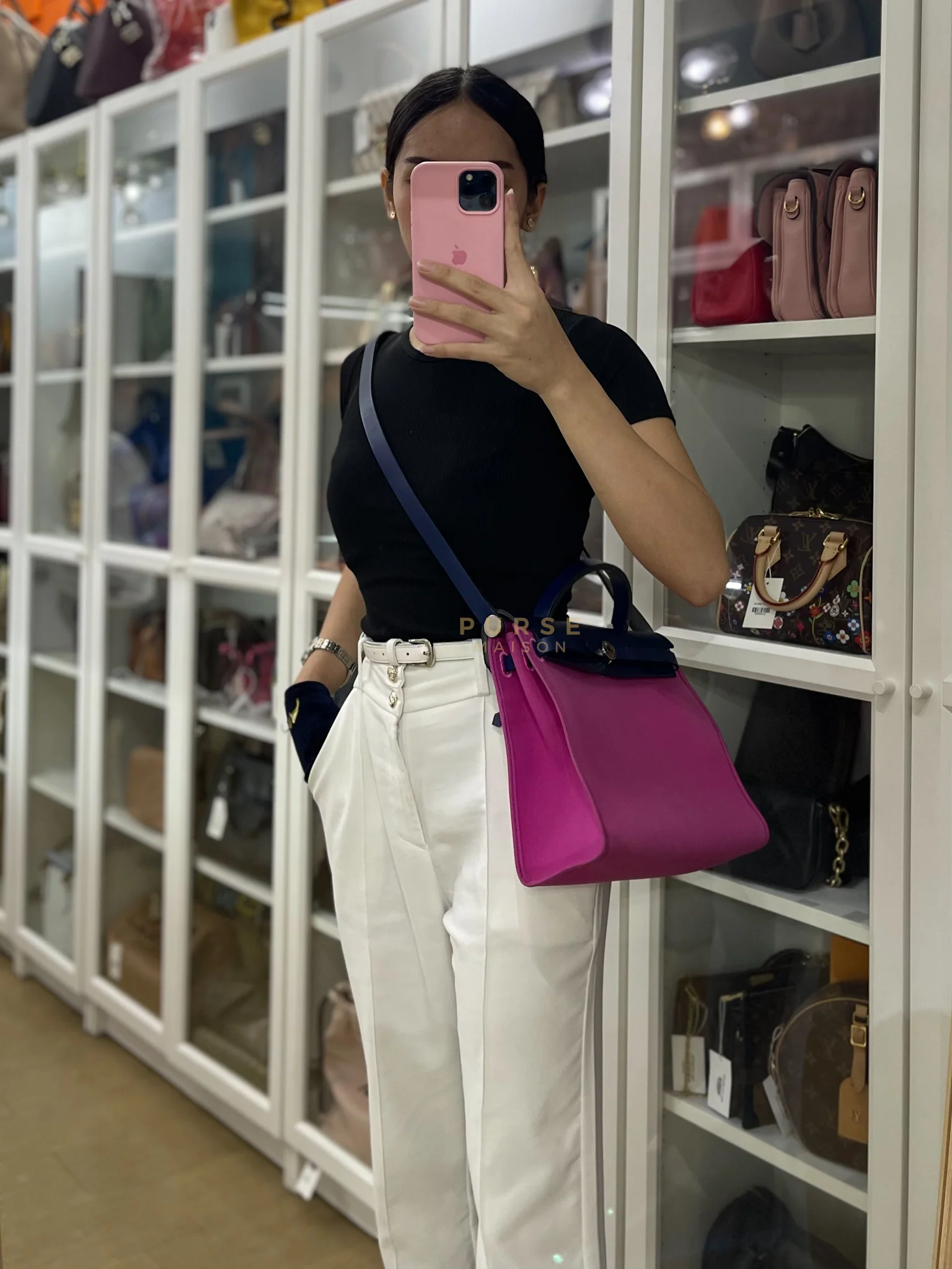 Hermes Herbag Zip 31 Vache Hunter Toile Officier Magnolia/Bleu Saphir and Palladium Hardware Stamp Y (2020) - Image 35