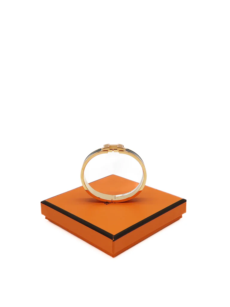 Hermes Clic H PM in Black Enamel and Gold Hardware Bangle - Image 2