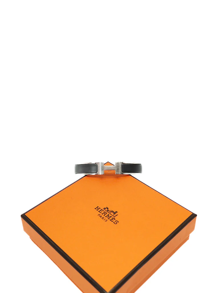 Hermes Clic H GM in Black Enamel and Palladium Hardware Bangle