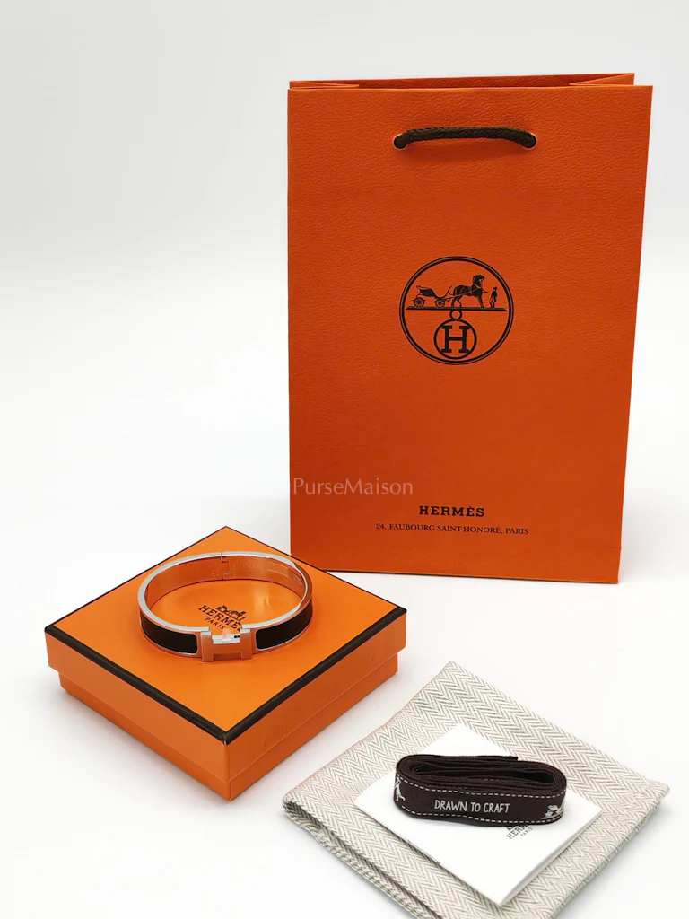 Hermes Clic H GM in Black Enamel and Palladium Hardware Bangle - Image 6