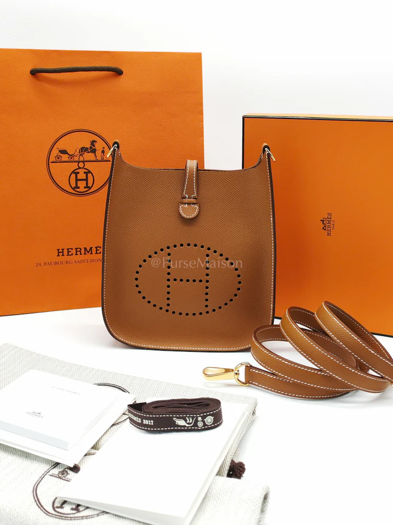 Hermes Evelyne 16 TPM (New Version) Sellier in Gold Epsom Leather and Gold Hardware Stamp K (2025) - Image 17