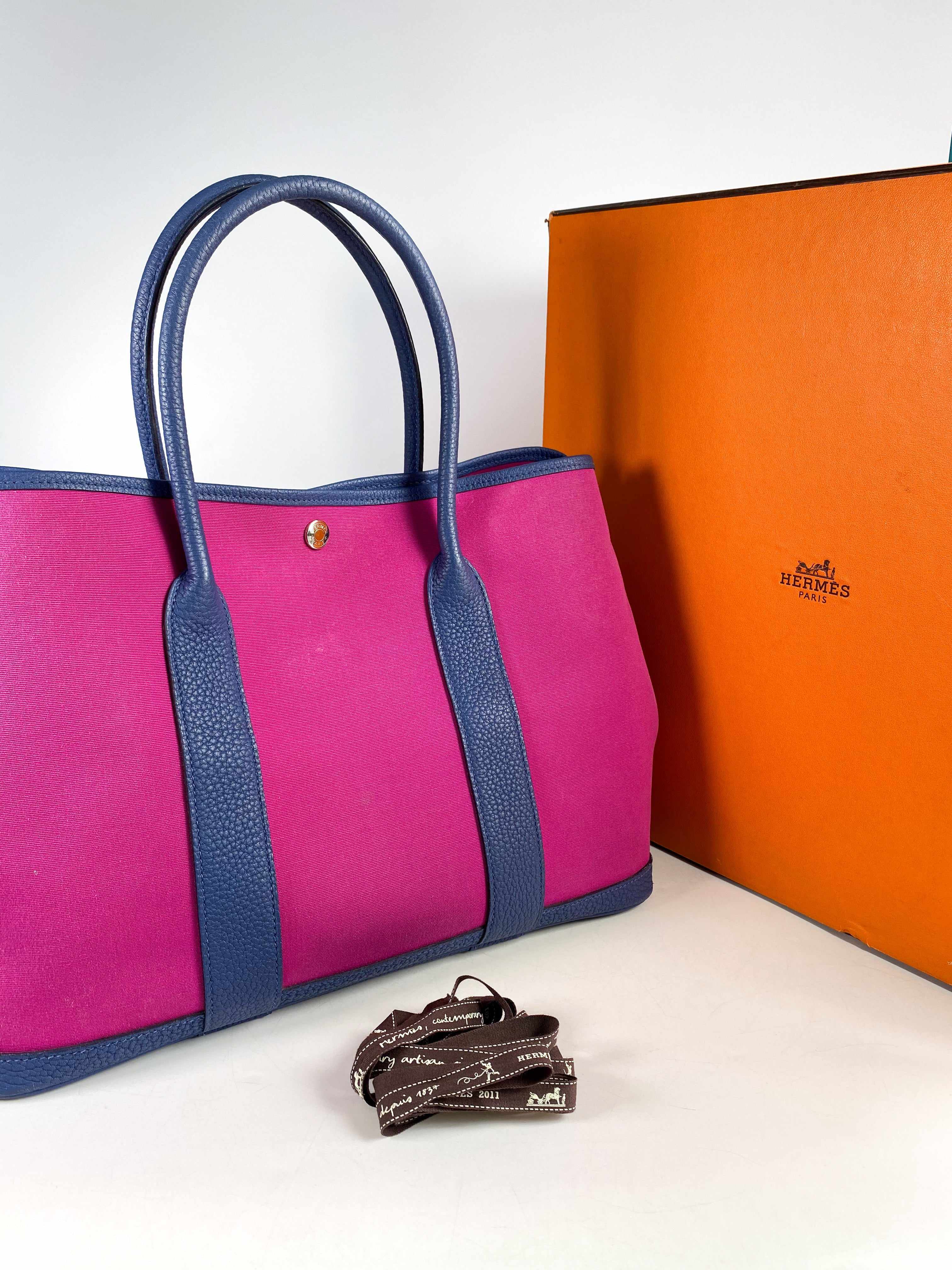 Hermes Hermes Garden Party 36 Magnolia & Bleu Brighton Canvas & Negonda Leather in Palladium Hardware Stamp C (2018) - Image 27