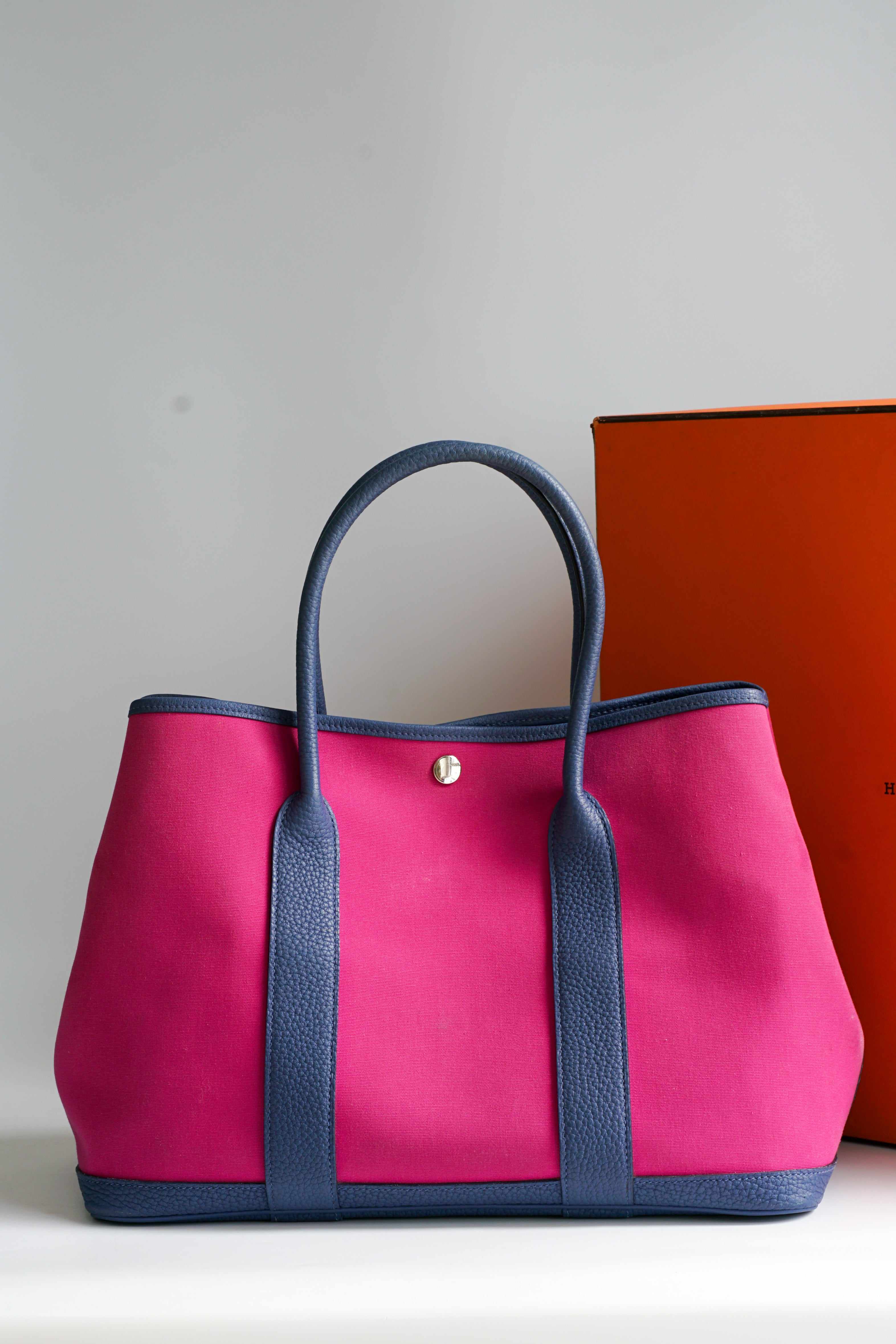 Hermes Hermes Garden Party 36 Magnolia & Bleu Brighton Canvas & Negonda Leather in Palladium Hardware Stamp C (2018) - Image 32