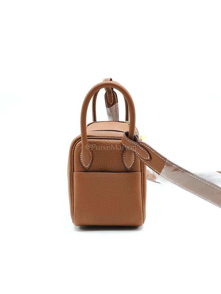 Hermes Mini Lindy Gold in Clemence Leather and Gold Hardware Stamp K (2025) - Image 5