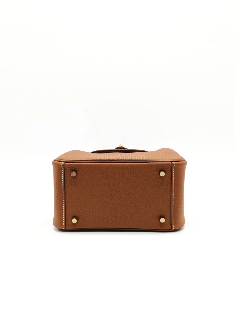 Hermes Mini Lindy Gold in Clemence Leather and Gold Hardware Stamp K (2025) - Image 7