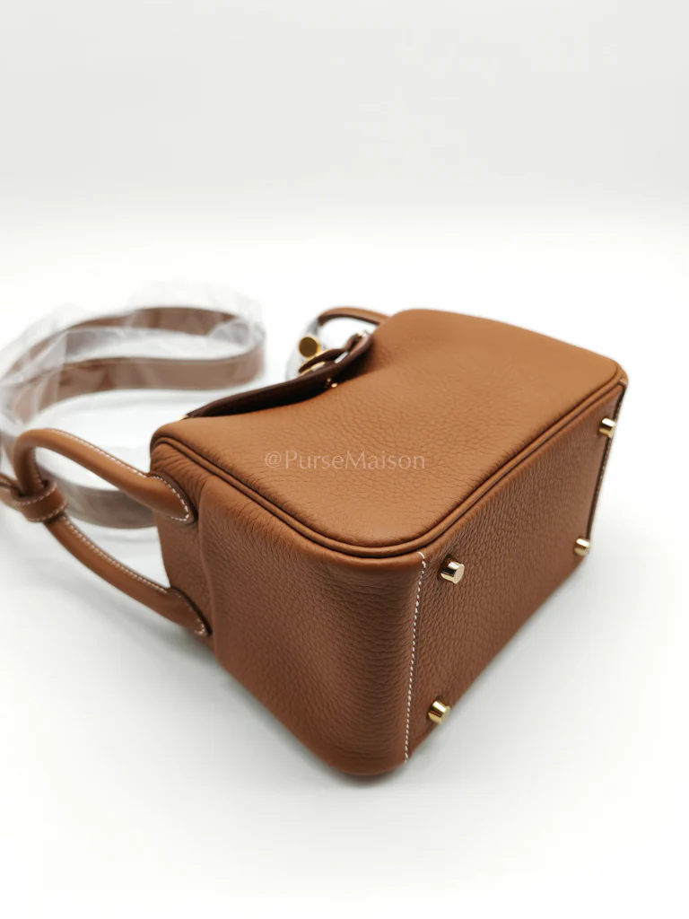 Hermes Mini Lindy Gold in Clemence Leather and Gold Hardware Stamp K (2025) - Image 8