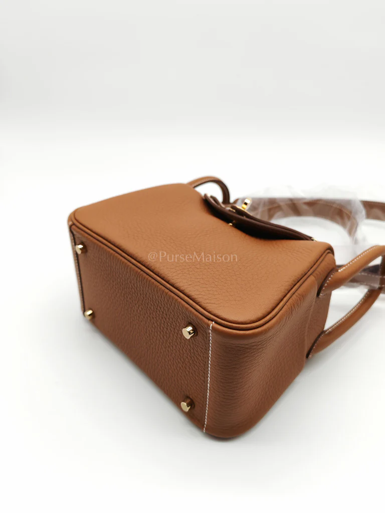 Hermes Mini Lindy Gold in Clemence Leather and Gold Hardware Stamp K (2025) - Image 9