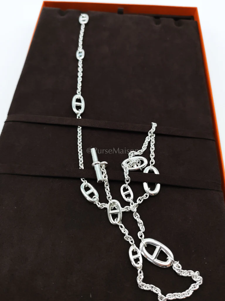 Hermes Sautoir Farandole Chain Sterling Silver Long Necklace Size 80cm - Image 5
