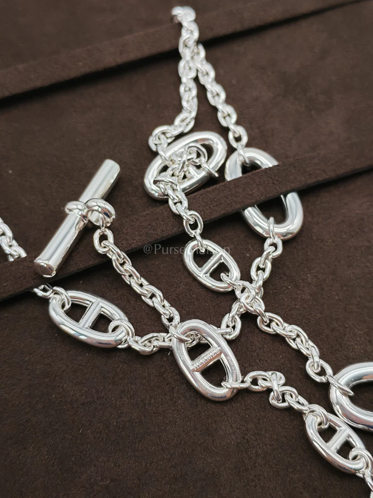 Hermes Sautoir Farandole Chain Sterling Silver Long Necklace Size 80cm - Image 7
