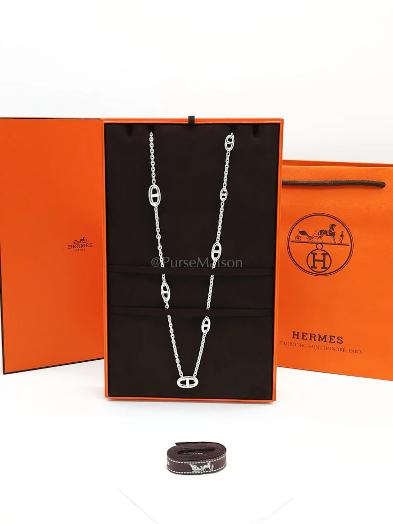 Hermes Sautoir Farandole Chain Sterling Silver Long Necklace Size 80cm - Image 9