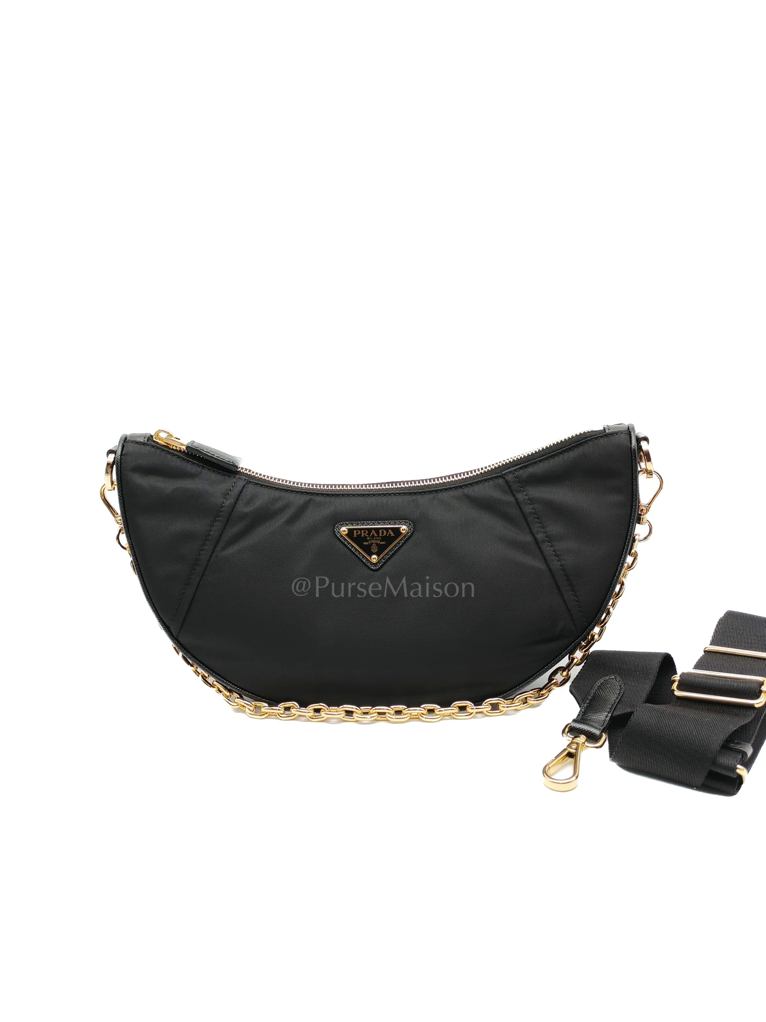 Prada Re-Nylon Demi Lune Bandoliera Crossbody Bag