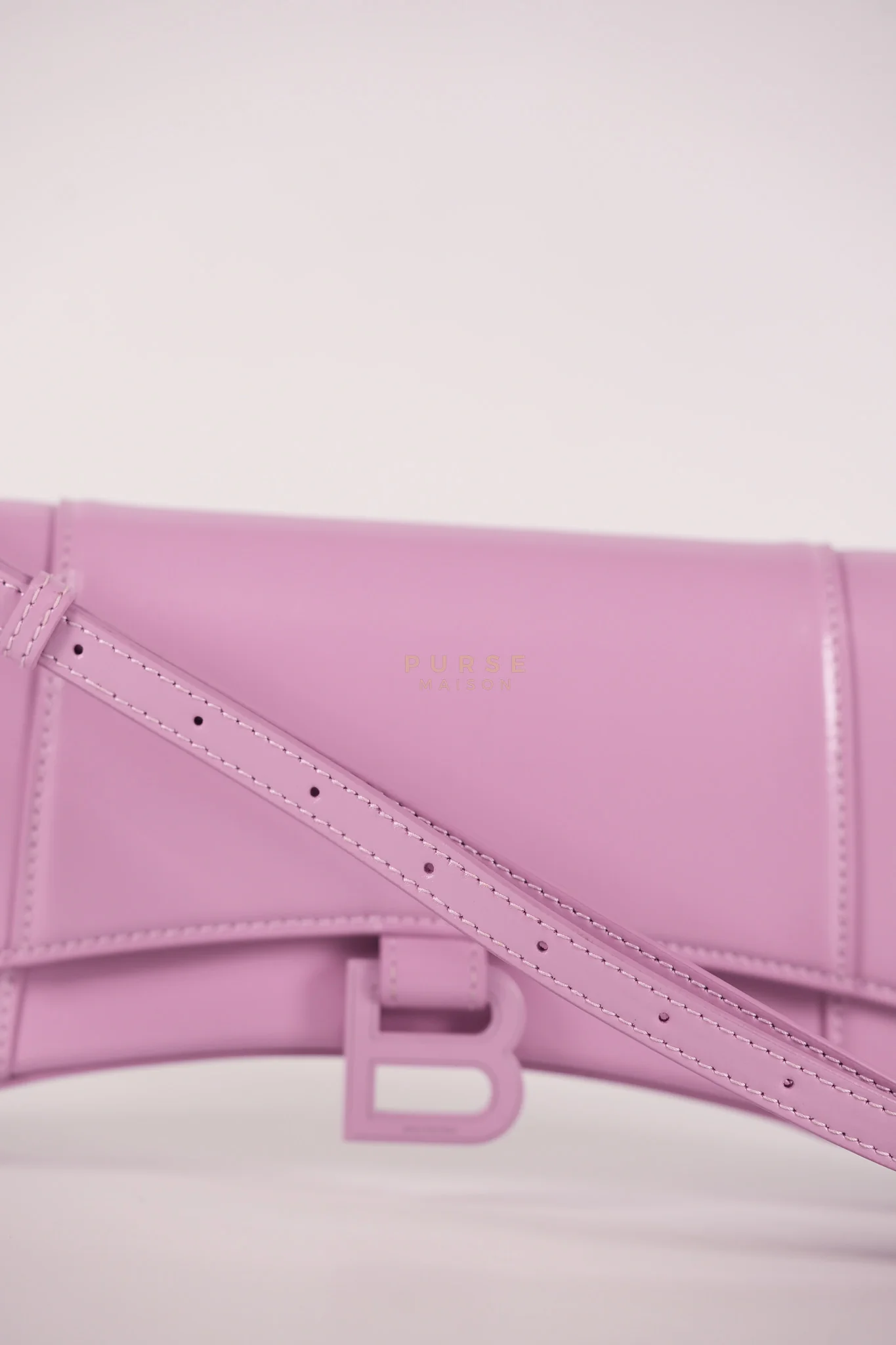 Balenciaga Hourglass Stretch in Light Purplish Pink in Smooth Calfskin Leather Shoulder Bag - Image 15