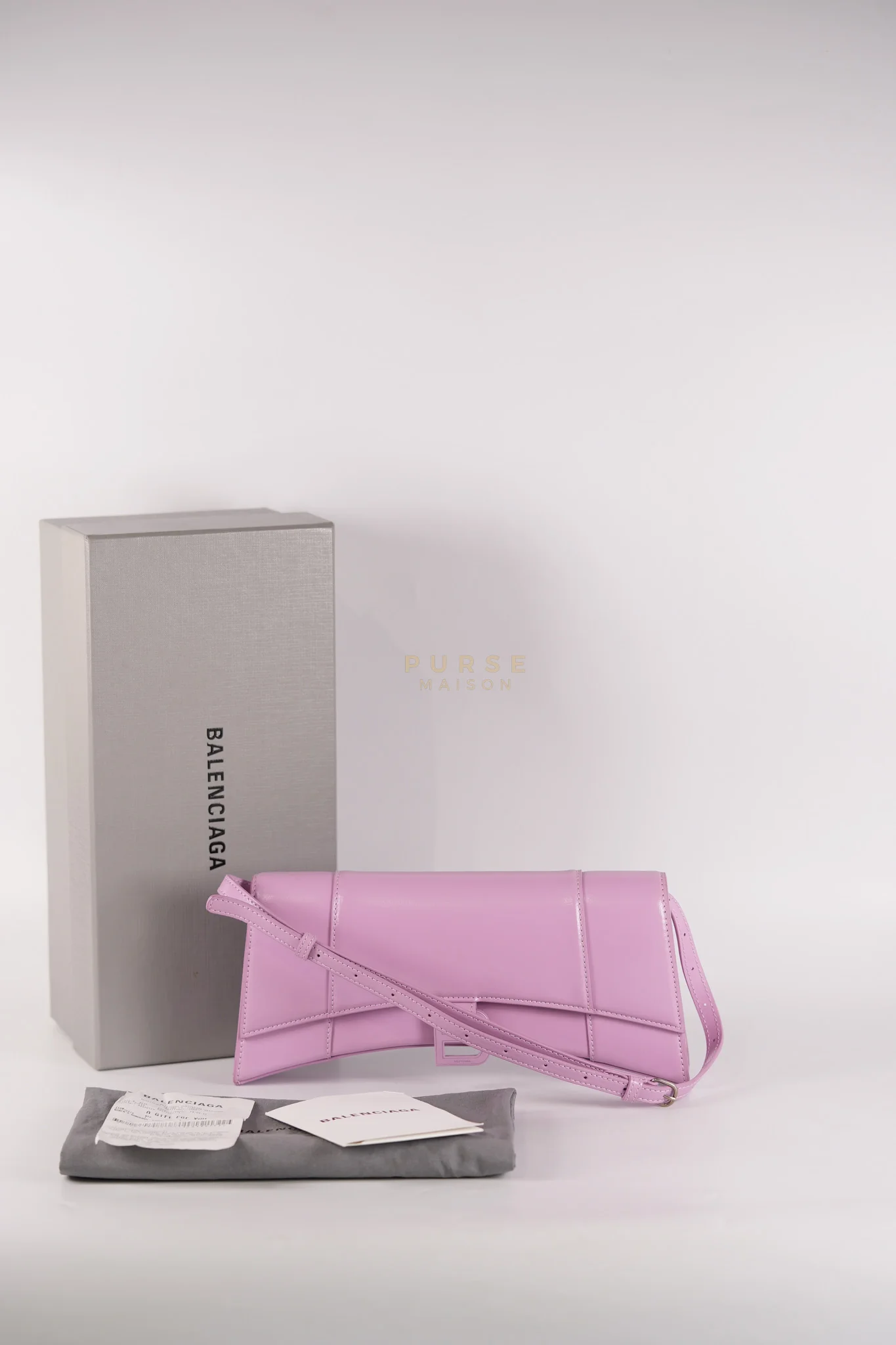 Balenciaga Hourglass Stretch in Light Purplish Pink in Smooth Calfskin Leather Shoulder Bag - Image 39