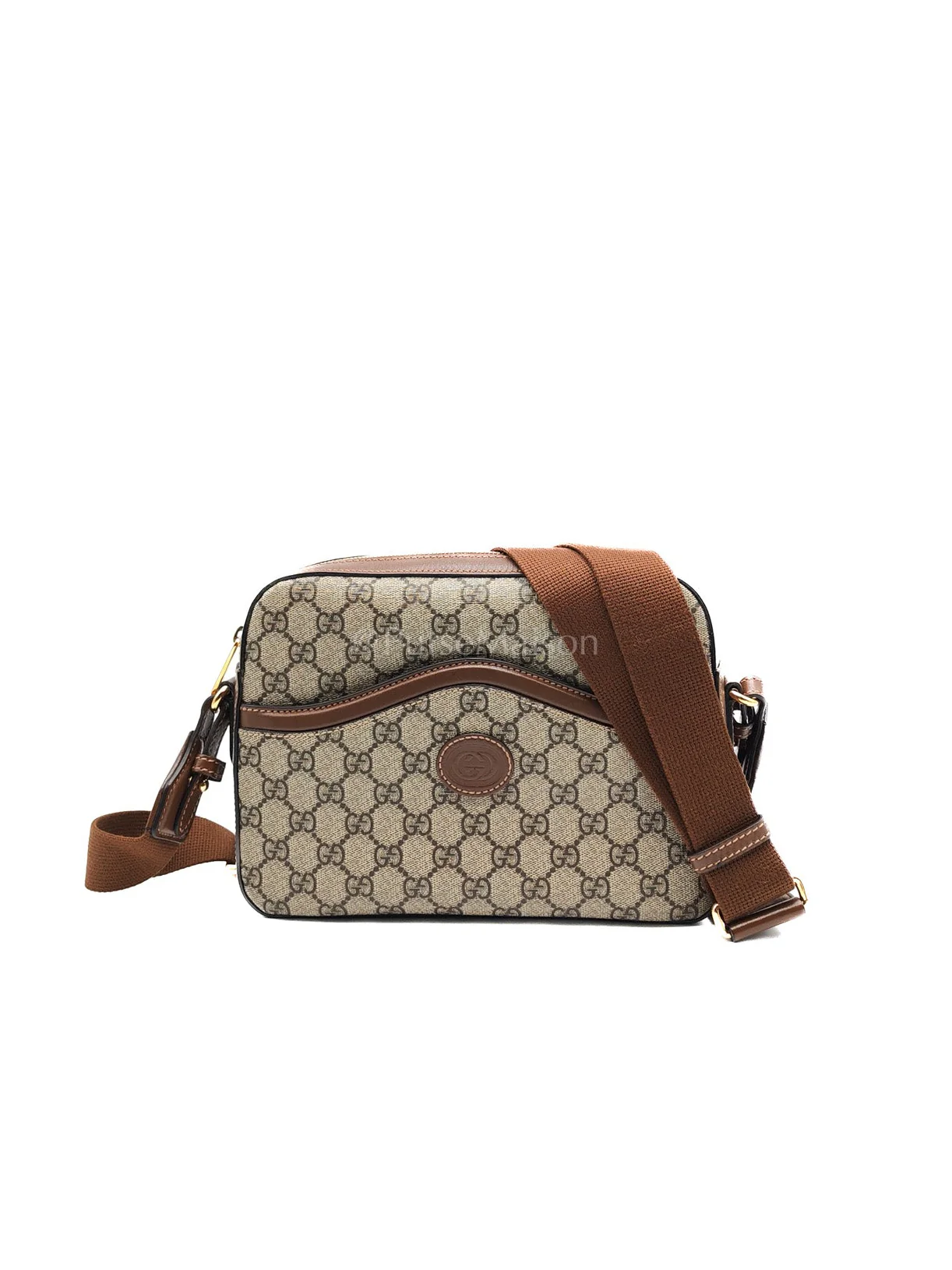 Gucci Interlocking G Messenger Bag in GG Supreme Canvas and Gold Hardware