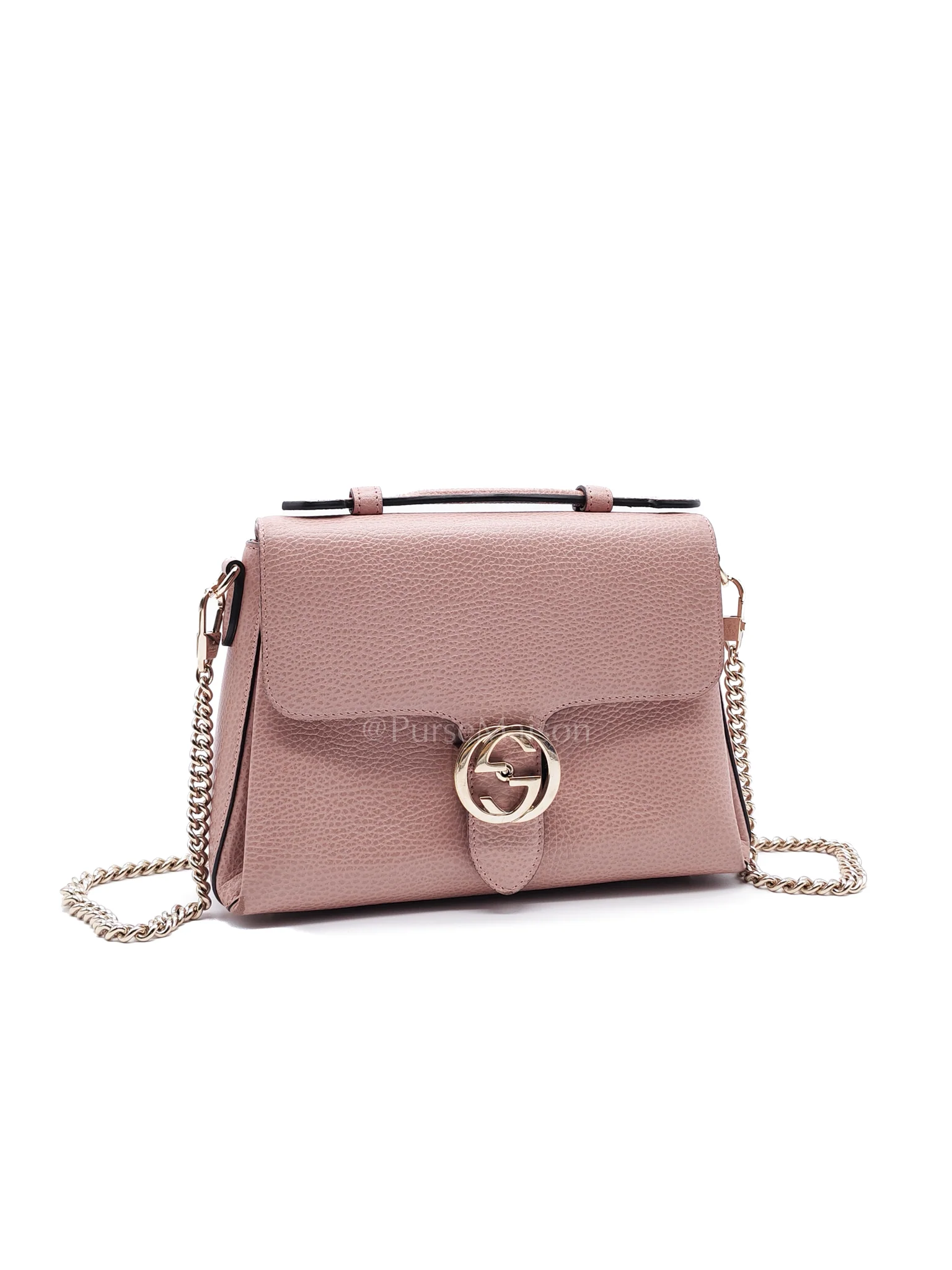Gucci Interlocking G Medium Top Handle in Pink Grained Calfskin Leather Crossbody Bag - Image 2