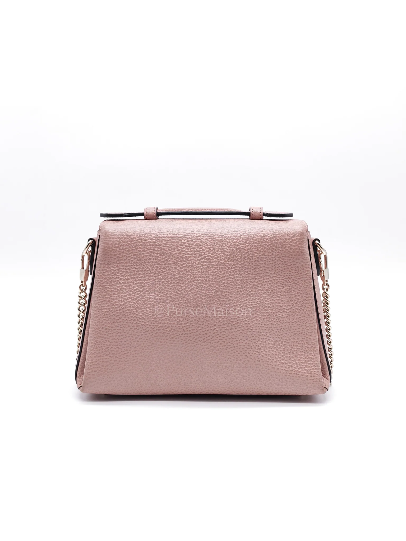 Gucci Interlocking G Medium Top Handle in Pink Grained Calfskin Leather Crossbody Bag - Image 4