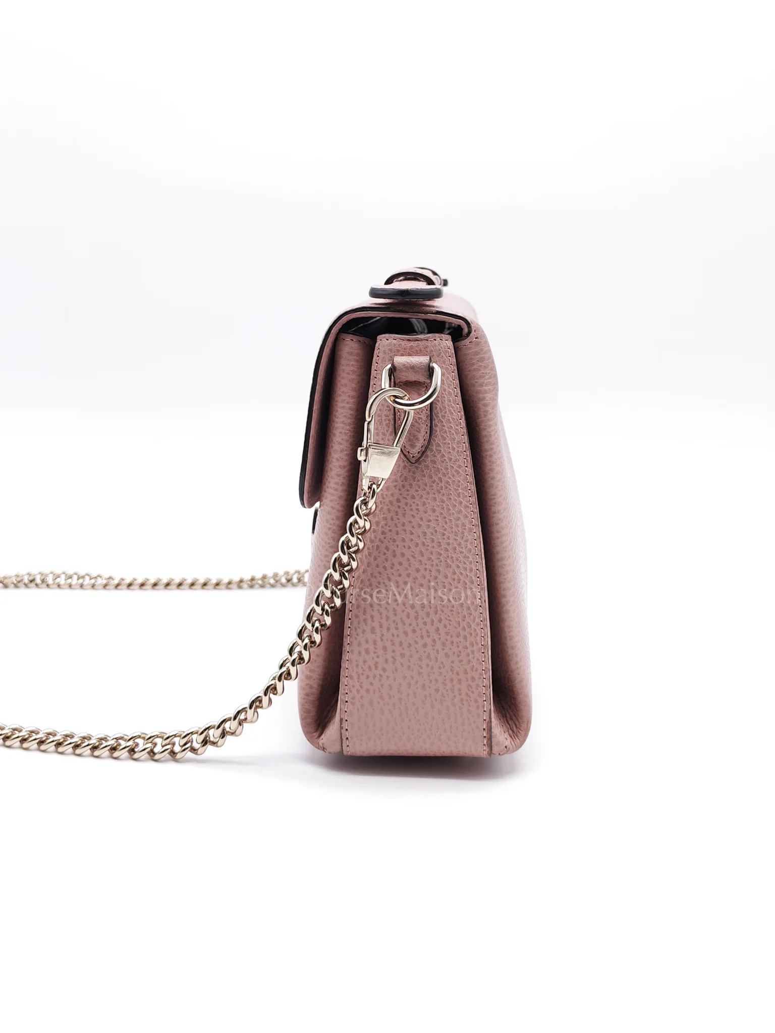 Gucci Interlocking G Medium Top Handle in Pink Grained Calfskin Leather Crossbody Bag - Image 5