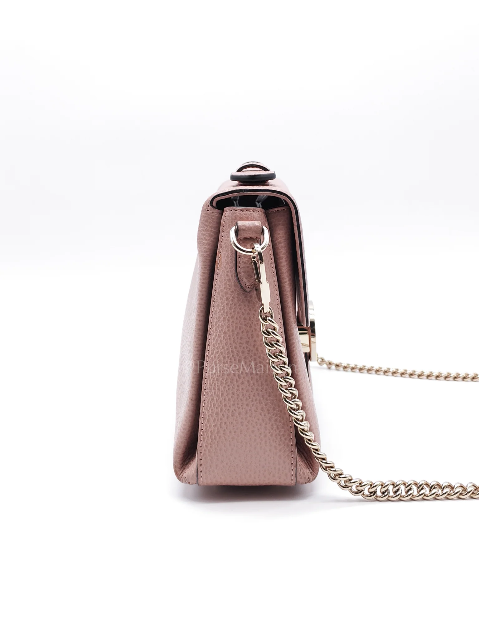Gucci Interlocking G Medium Top Handle in Pink Grained Calfskin Leather Crossbody Bag - Image 6