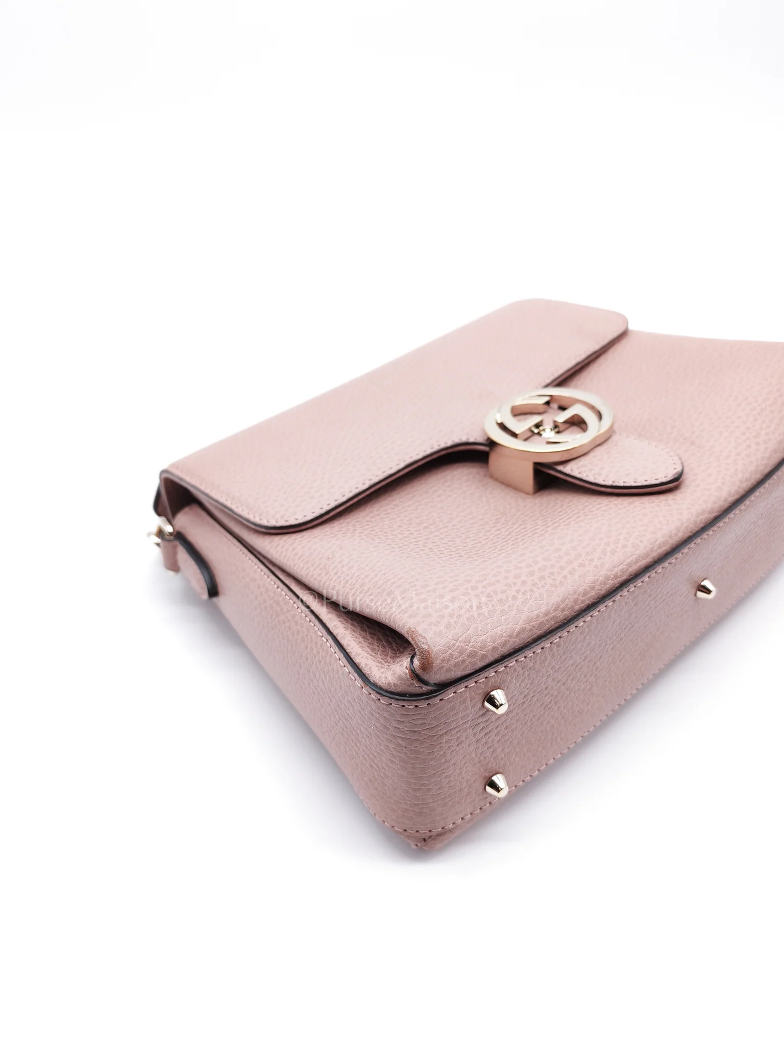 Gucci Interlocking G Medium Top Handle in Pink Grained Calfskin Leather Crossbody Bag - Image 8