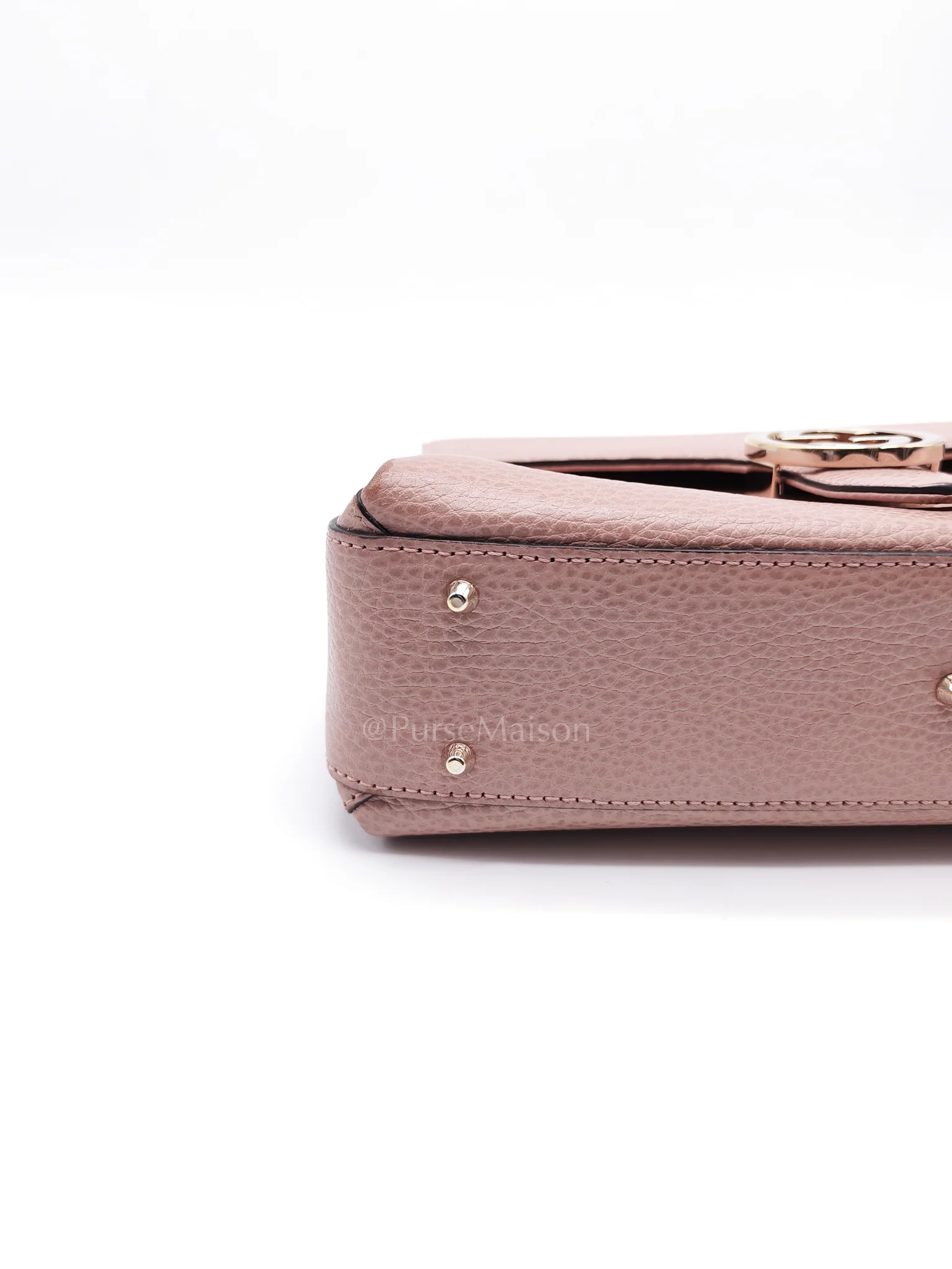 Gucci Interlocking G Medium Top Handle in Pink Grained Calfskin Leather Crossbody Bag - Image 9