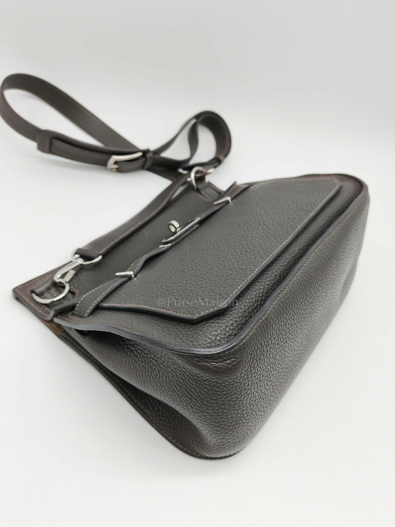 Hermes Jypsiere 28 in Gris Etain Clemence Leather & Palladium Hardware Stamp B (2023) - Image 8
