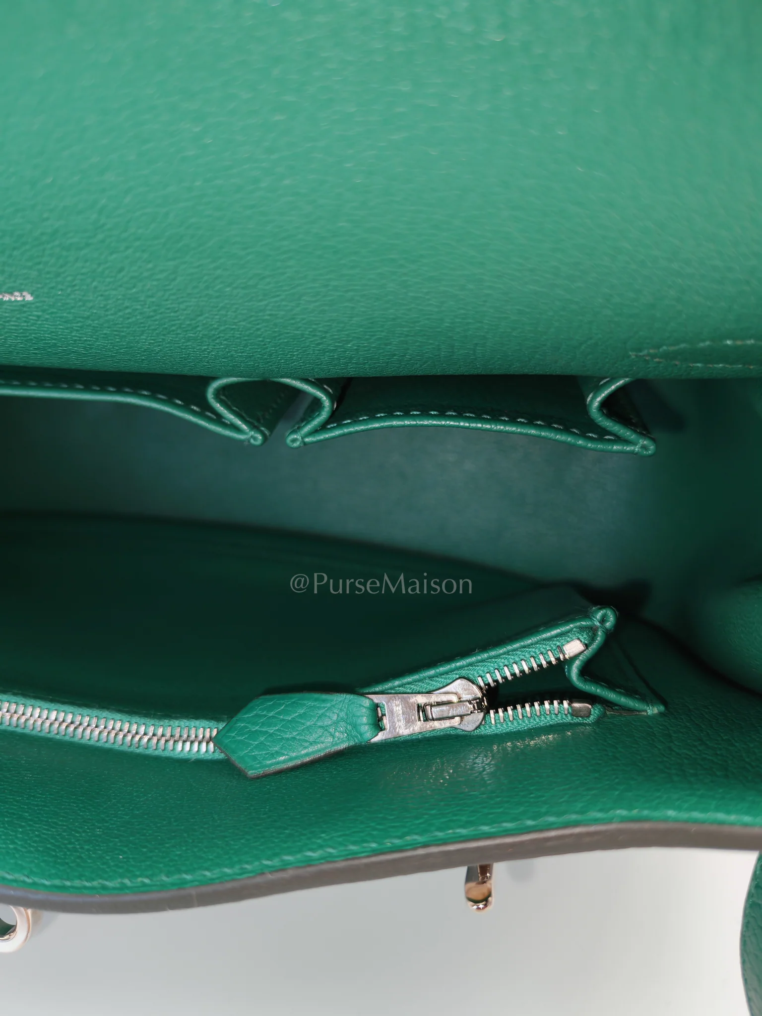 Hermes Jypsiere 28 in Vert Cypress Clemence Leather & Palladium Hardware Stamp A(2017) - Image 20