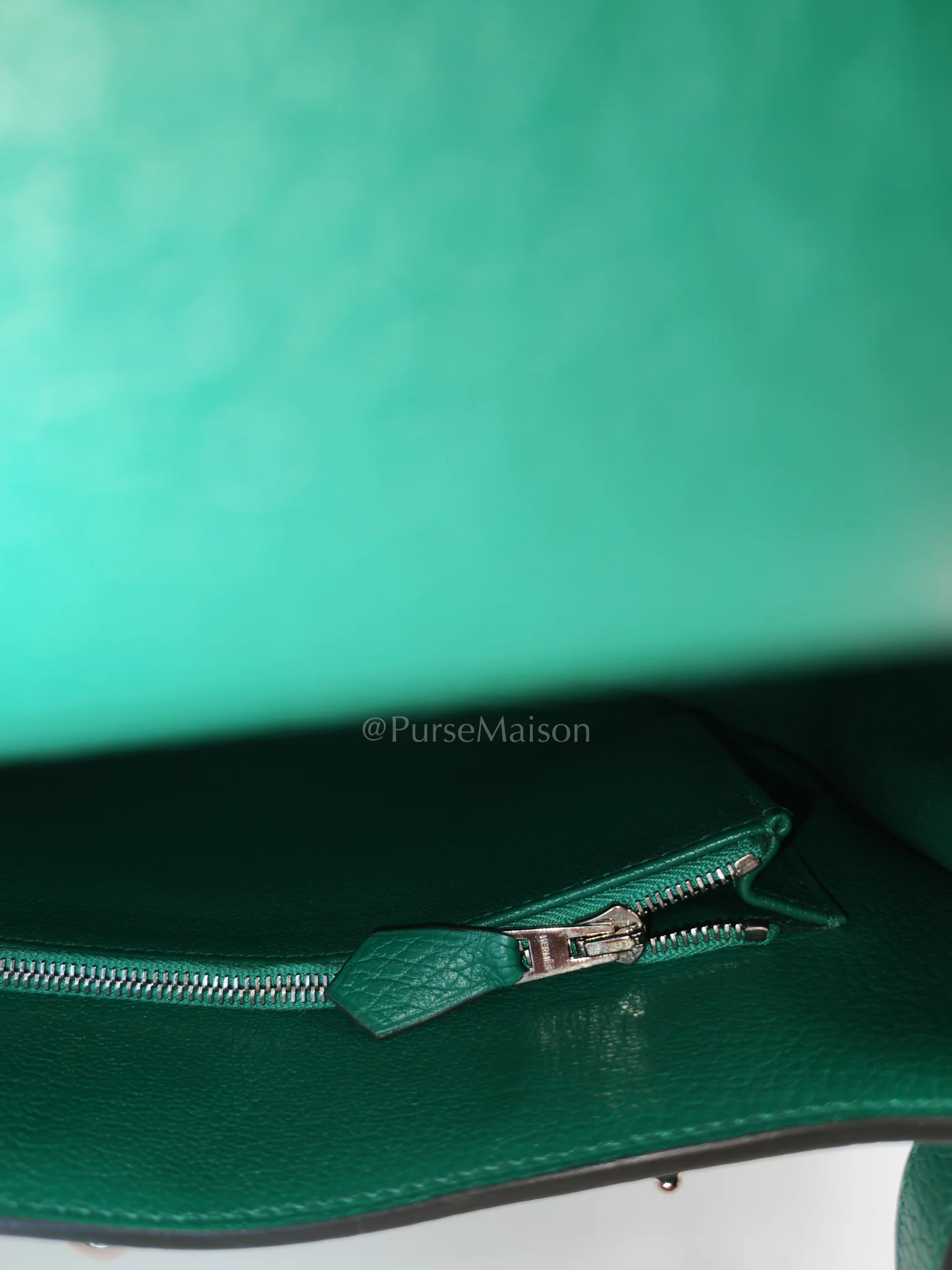 Hermes Jypsiere 28 in Vert Cypress Clemence Leather & Palladium Hardware Stamp A(2017) - Image 21