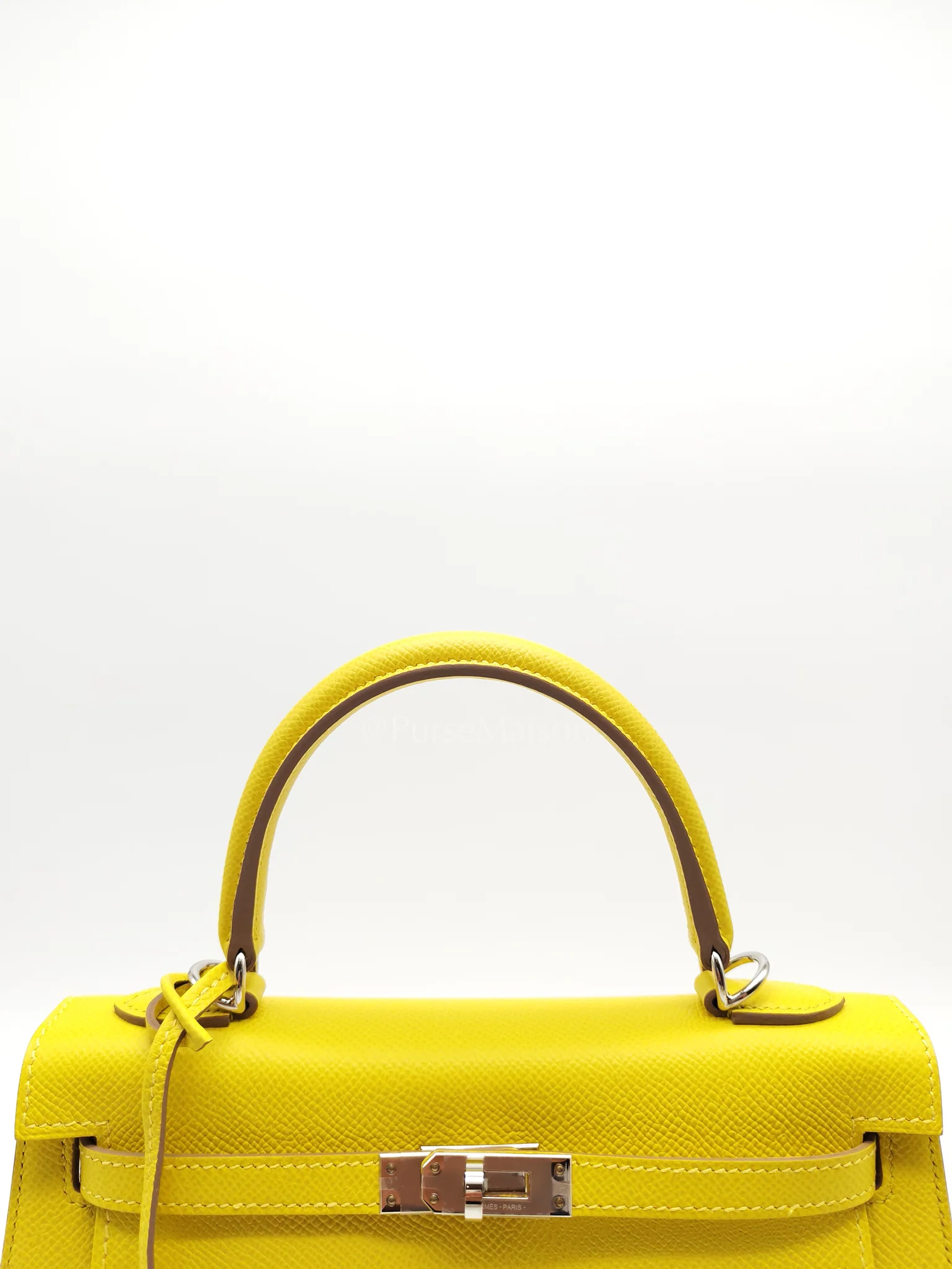 Hermes Kelly 25 Sellier in Lime Epsom Leather and Palladiun Hardware Stamp U (2022) - Image 13