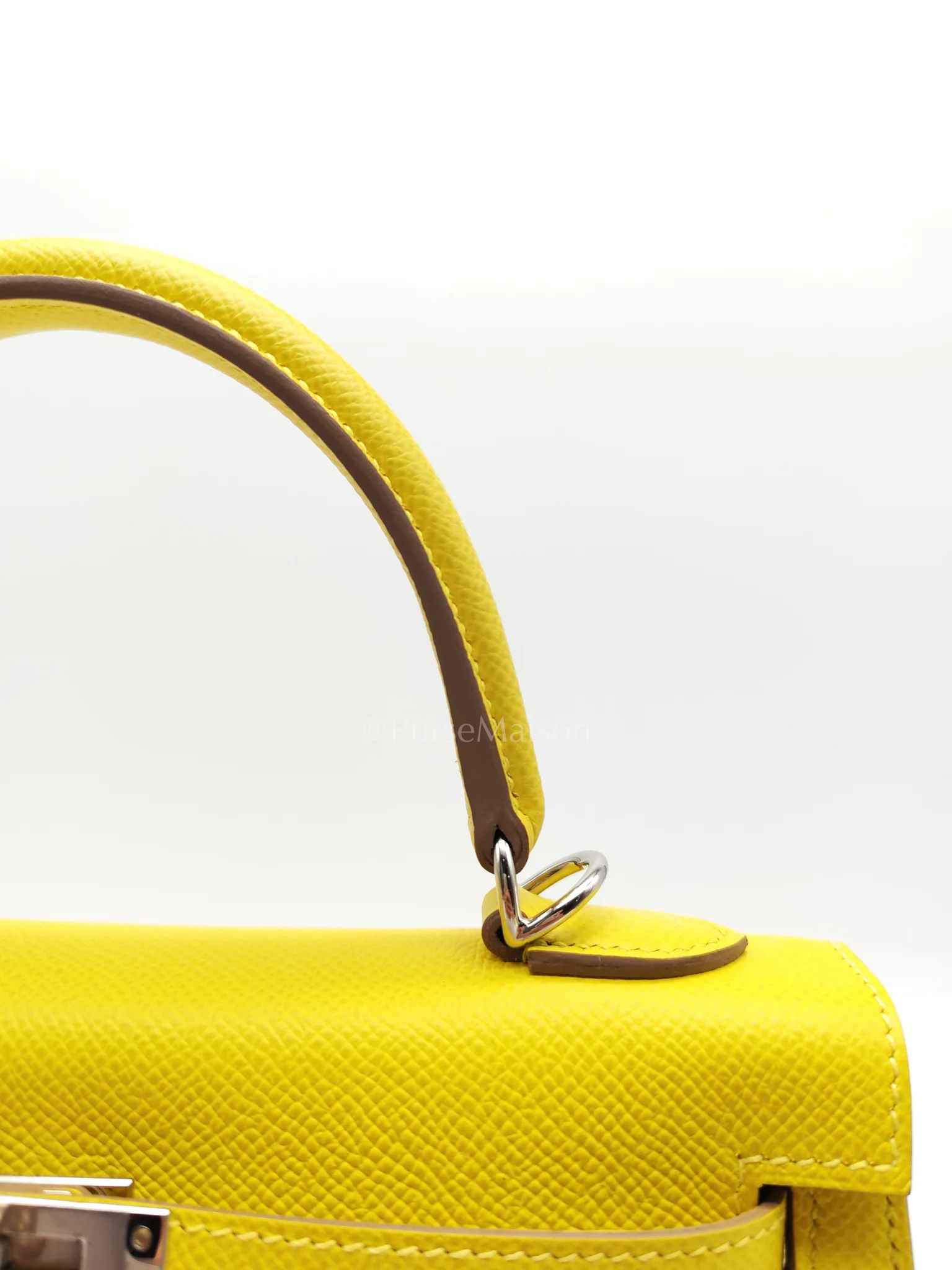 Hermes Kelly 25 Sellier in Lime Epsom Leather and Palladiun Hardware Stamp U (2022) - Image 15