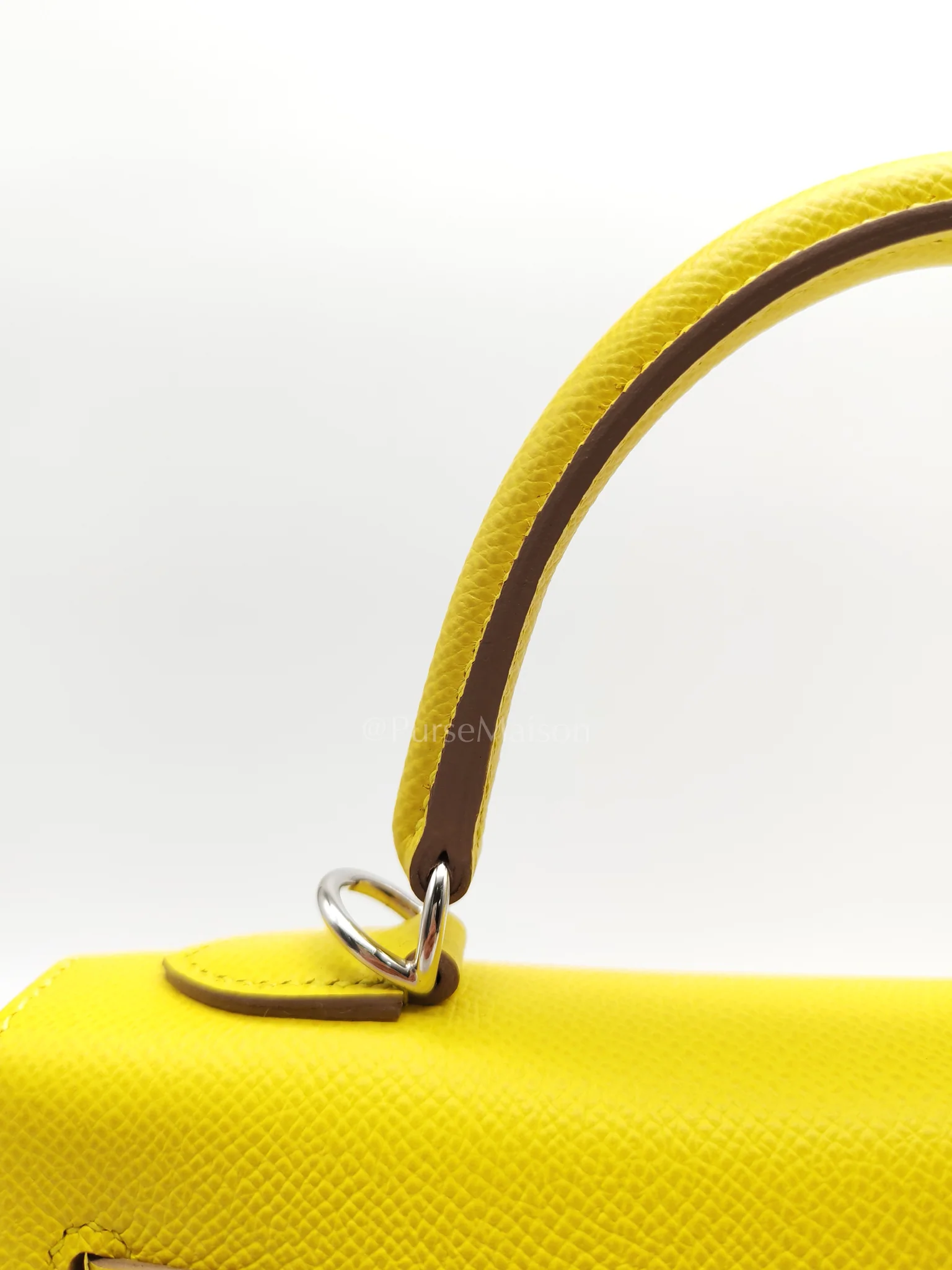 Hermes Kelly 25 Sellier in Lime Epsom Leather and Palladiun Hardware Stamp U (2022) - Image 18