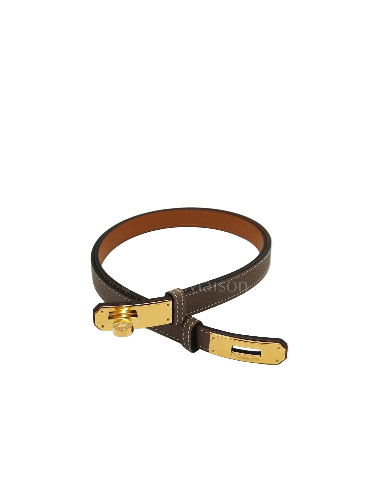 Hermes Kelly Belt in Etoupe Epsom Leather and Gold Hardware Stamp K (2025) - Image 2