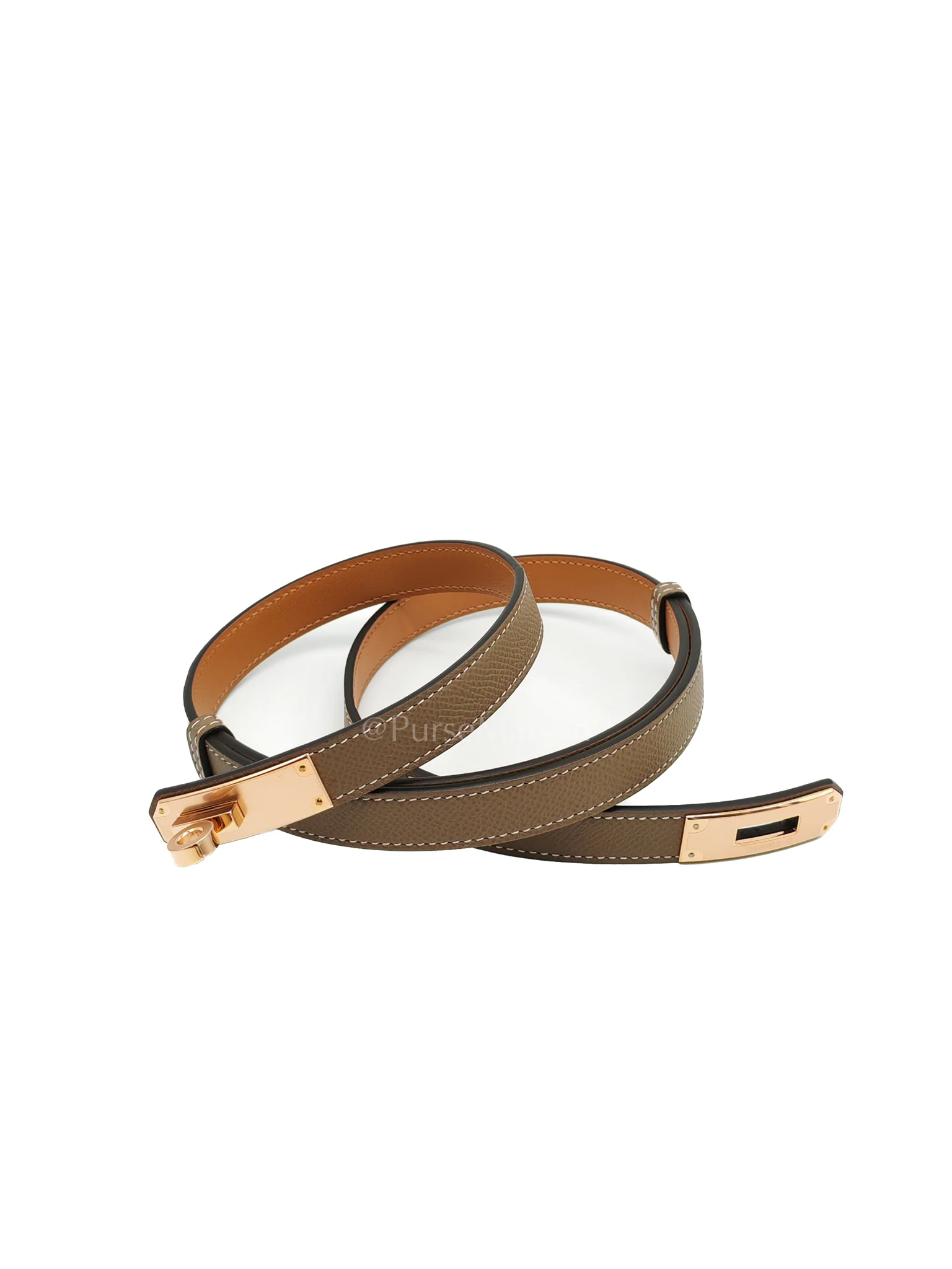 Hermes Kelly Belt Etoupe Epsom Leather in Rose Gold Hardware Stamp W(2024) - Image 4