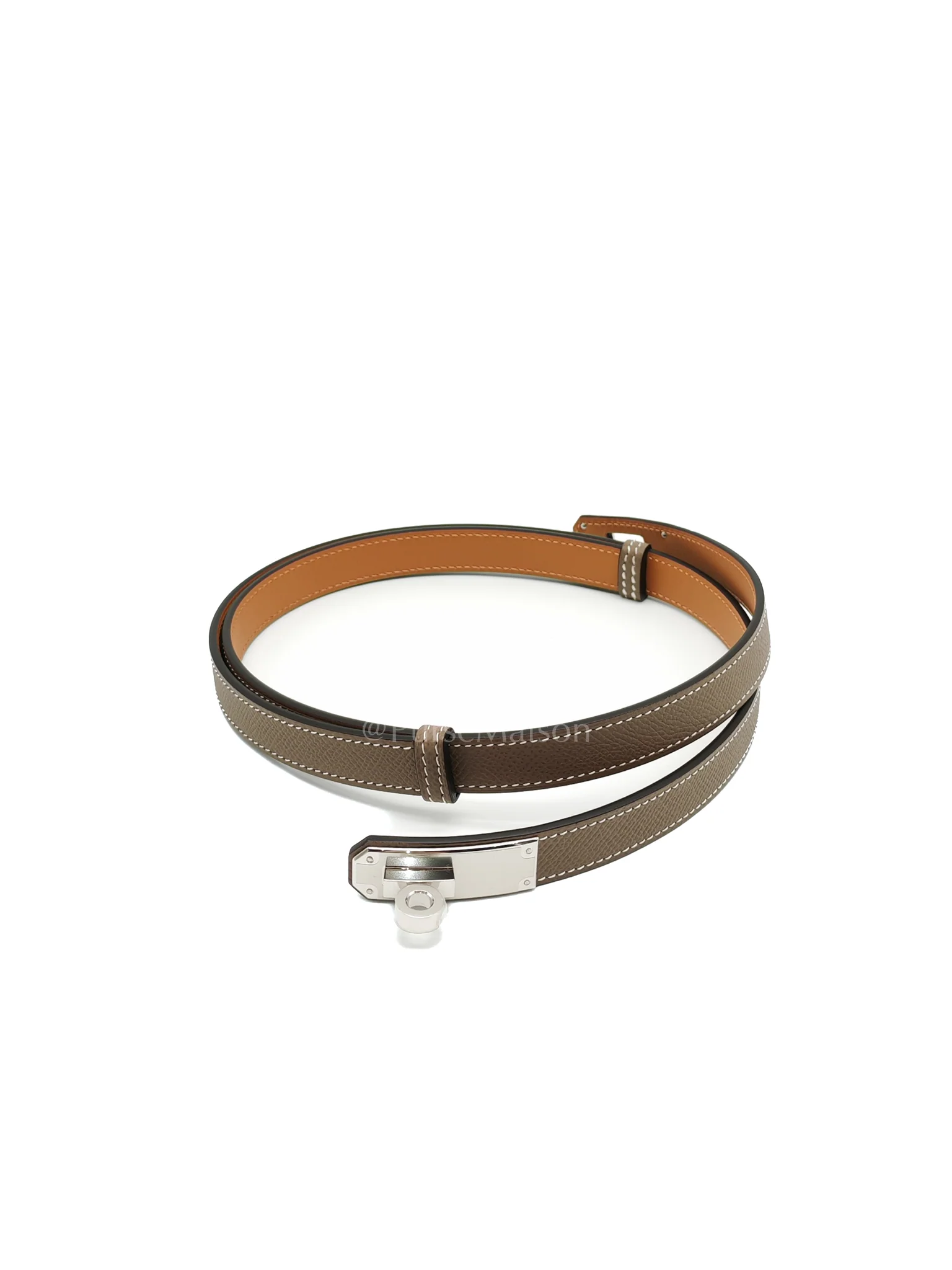Hermes Kelly Belt Etoupe Epsom Leather in Palladium Hardware Stamp K(2025) - Image 3