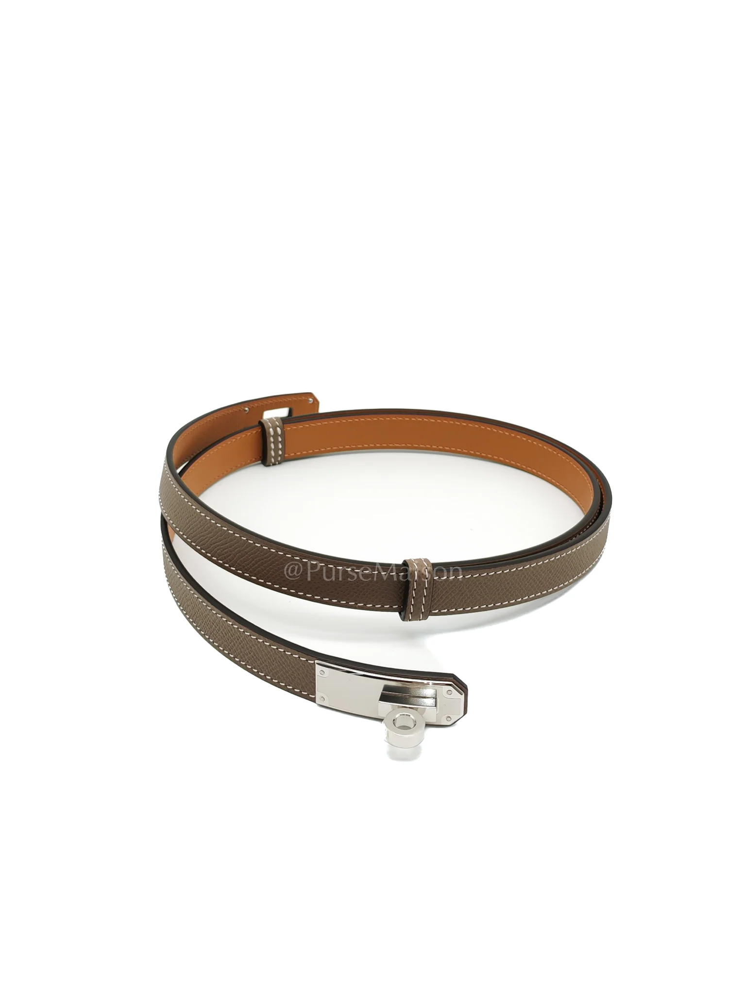Hermes Kelly Belt Etoupe Epsom Leather in Palladium Hardware Stamp K(2025) - Image 4