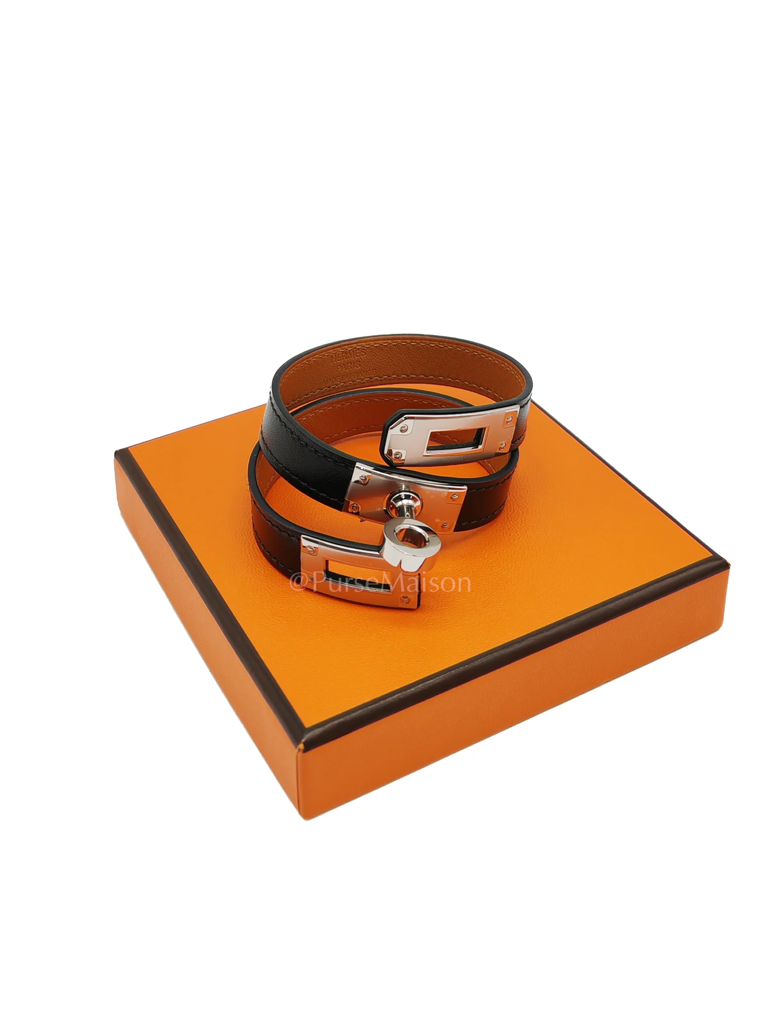Hermes Kelly Double Tour Bracelet in Black Palladium Hardware Stamp B (2023)