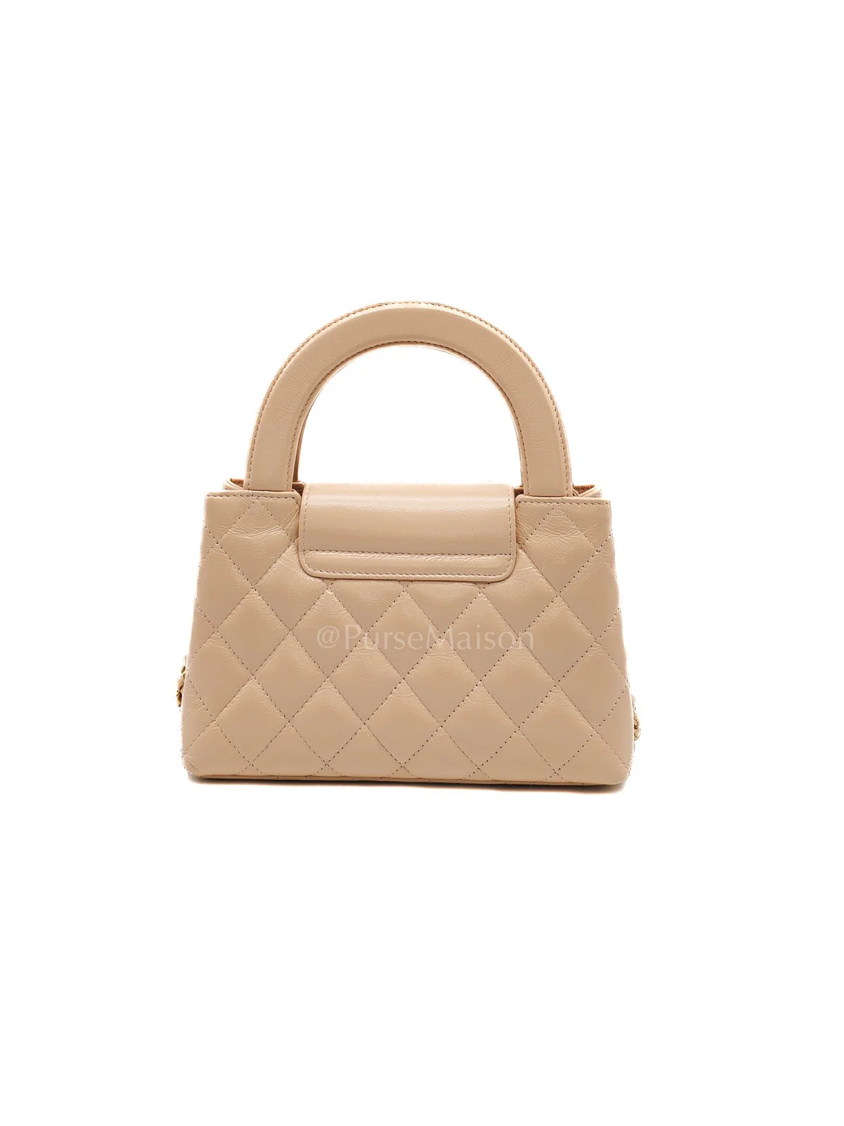 Chanel CC Kelly In Biege Shiny Calfskin Leather and Aged Gold Hardware (Microchip) - Image 4