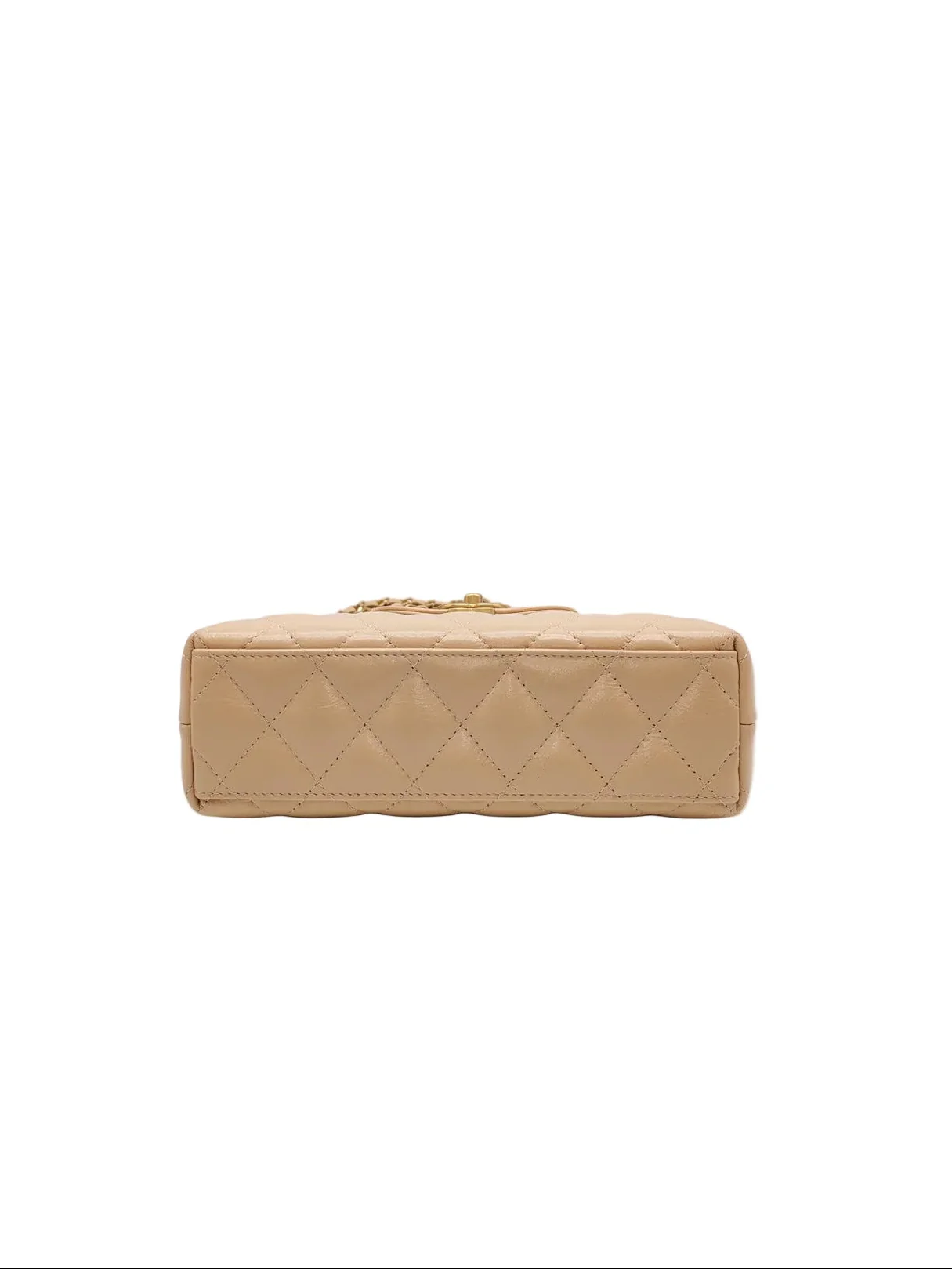 Chanel CC Kelly In Biege Shiny Calfskin Leather and Aged Gold Hardware (Microchip) - Image 5