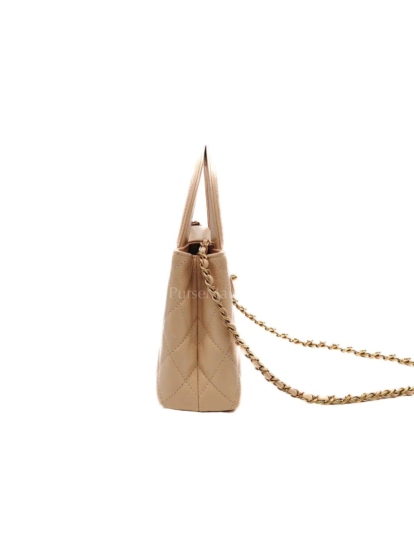 Chanel CC Kelly In Biege Shiny Calfskin Leather and Aged Gold Hardware (Microchip) - Image 7
