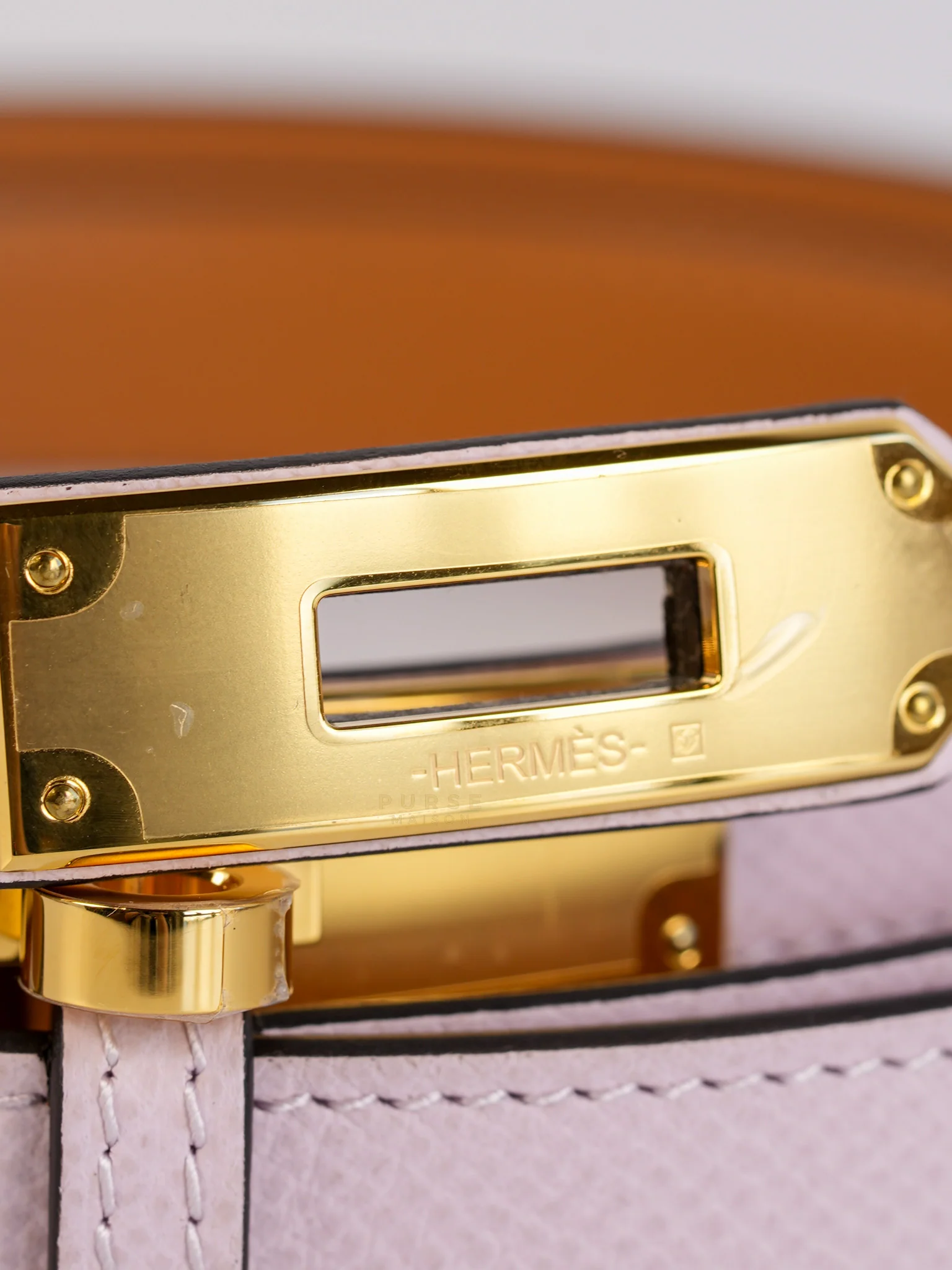 Hermes Kelly Pocket Belt Mauve Pale Epsom in Gold Hardware Stamp W (2024) - Image 14
