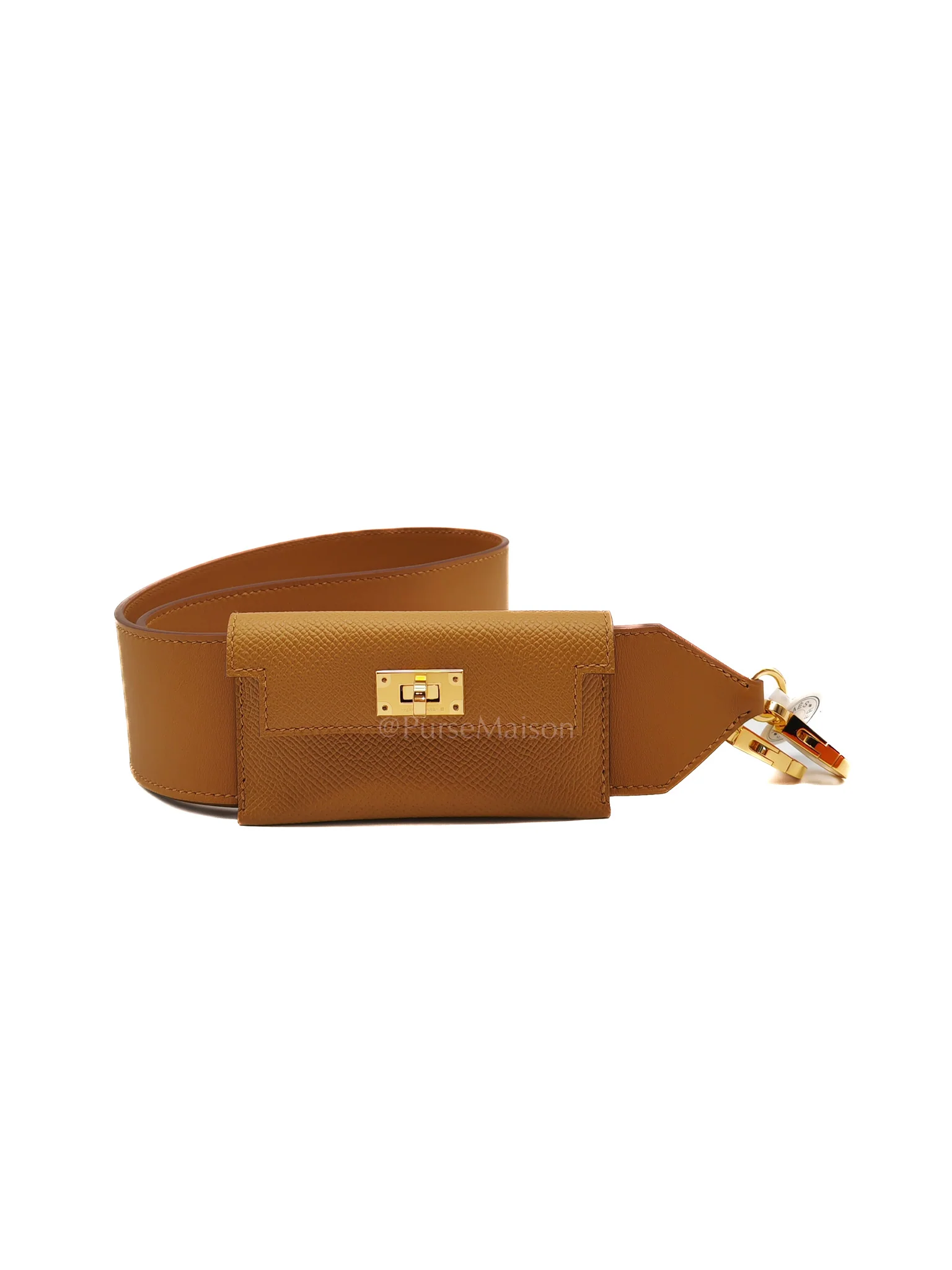 Hermes Kelly Strap in Chai Swift Leather and Gold Hardware Stamp W(2024)