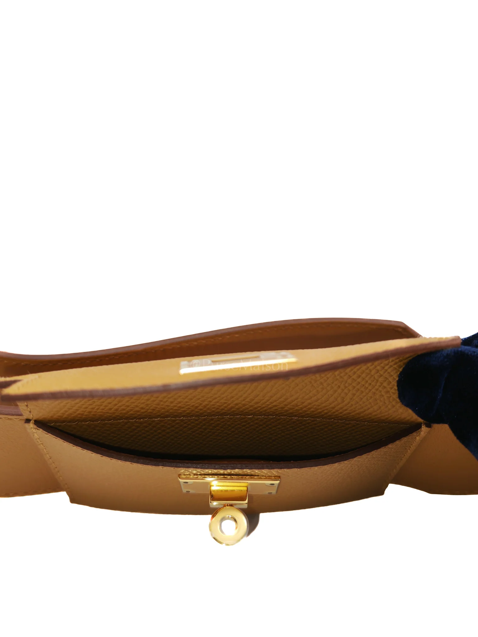 Hermes Kelly Strap in Chai Swift Leather and Gold Hardware Stamp W(2024) - Image 6