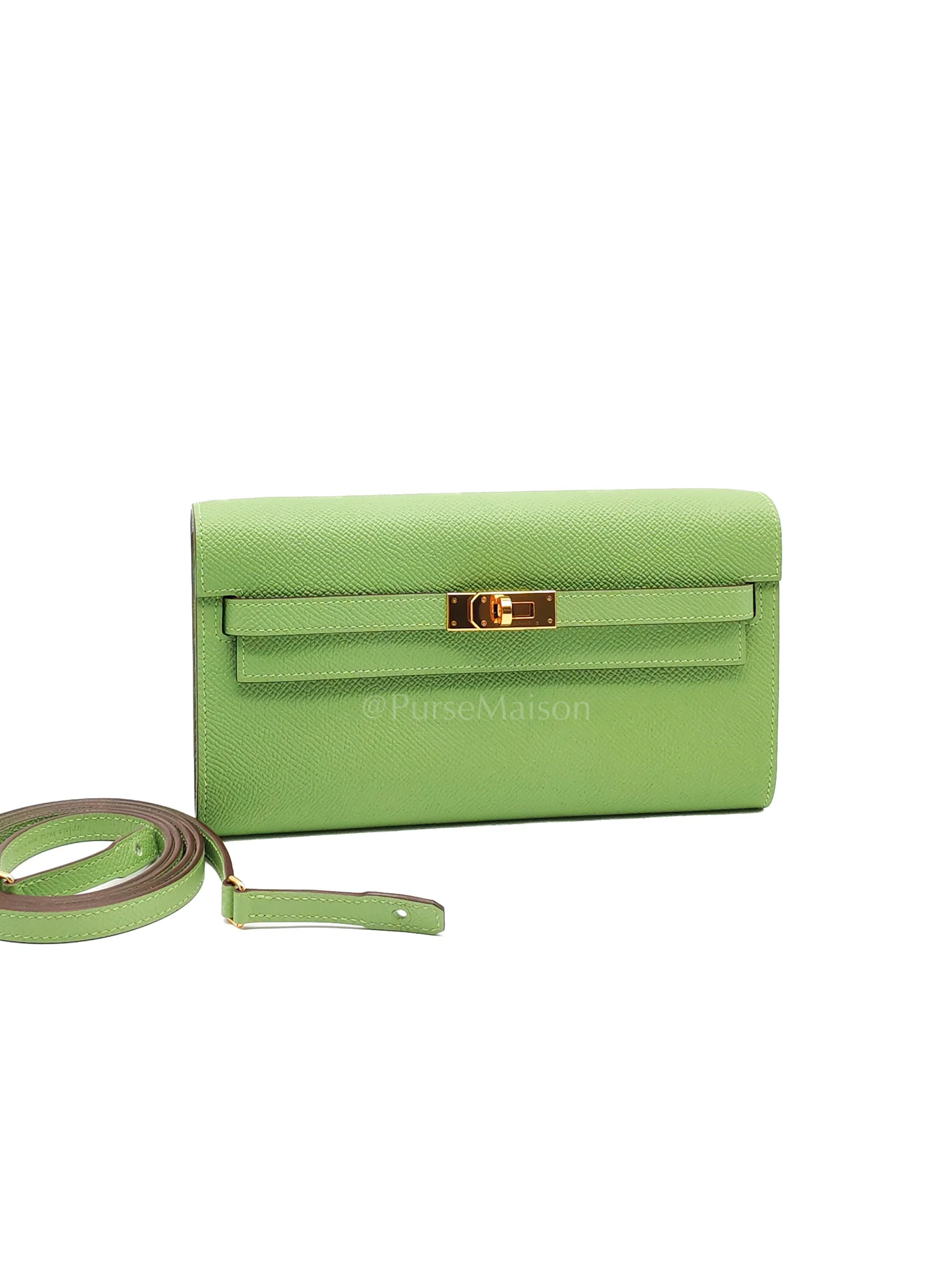 Hermes Kelly To Go Vert Criquet and Blue Brume Interior in Epsom Leather and Gold Hardware  Stamp Y (2020) - Image 2