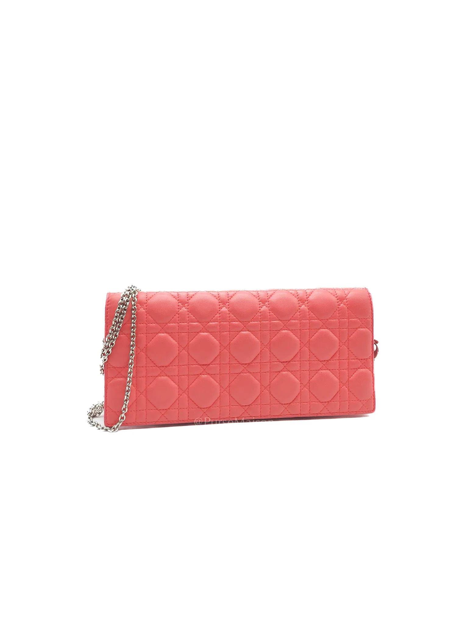 Christian Dior Lady Dior Clutch in Pink Cannage Lambskin Leather Silver Hardware - Image 2