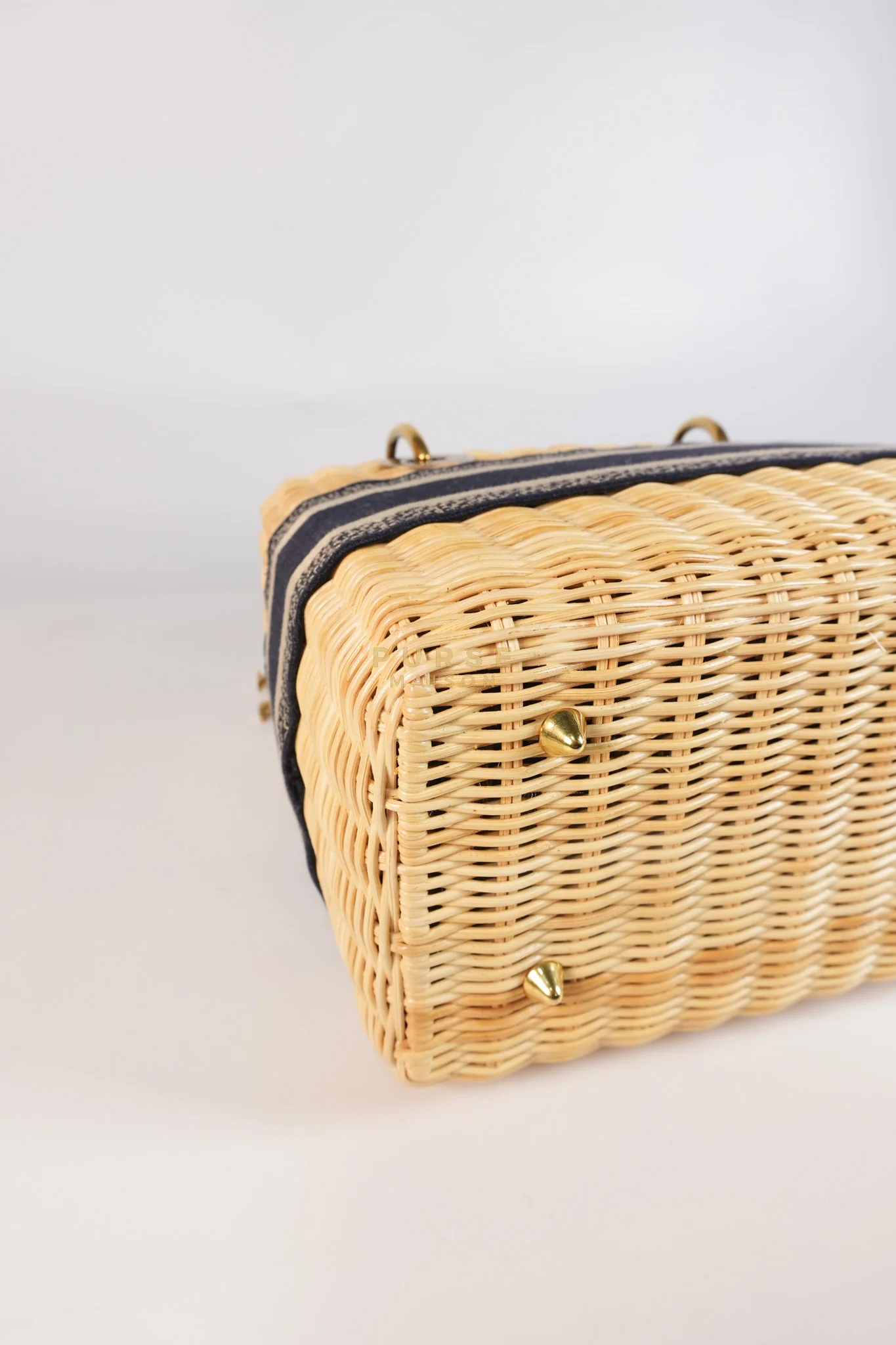 Christian Dior Lady Dior Wicker Medium in Blue Natural Rattan & Oblique Jacquard - Image 11