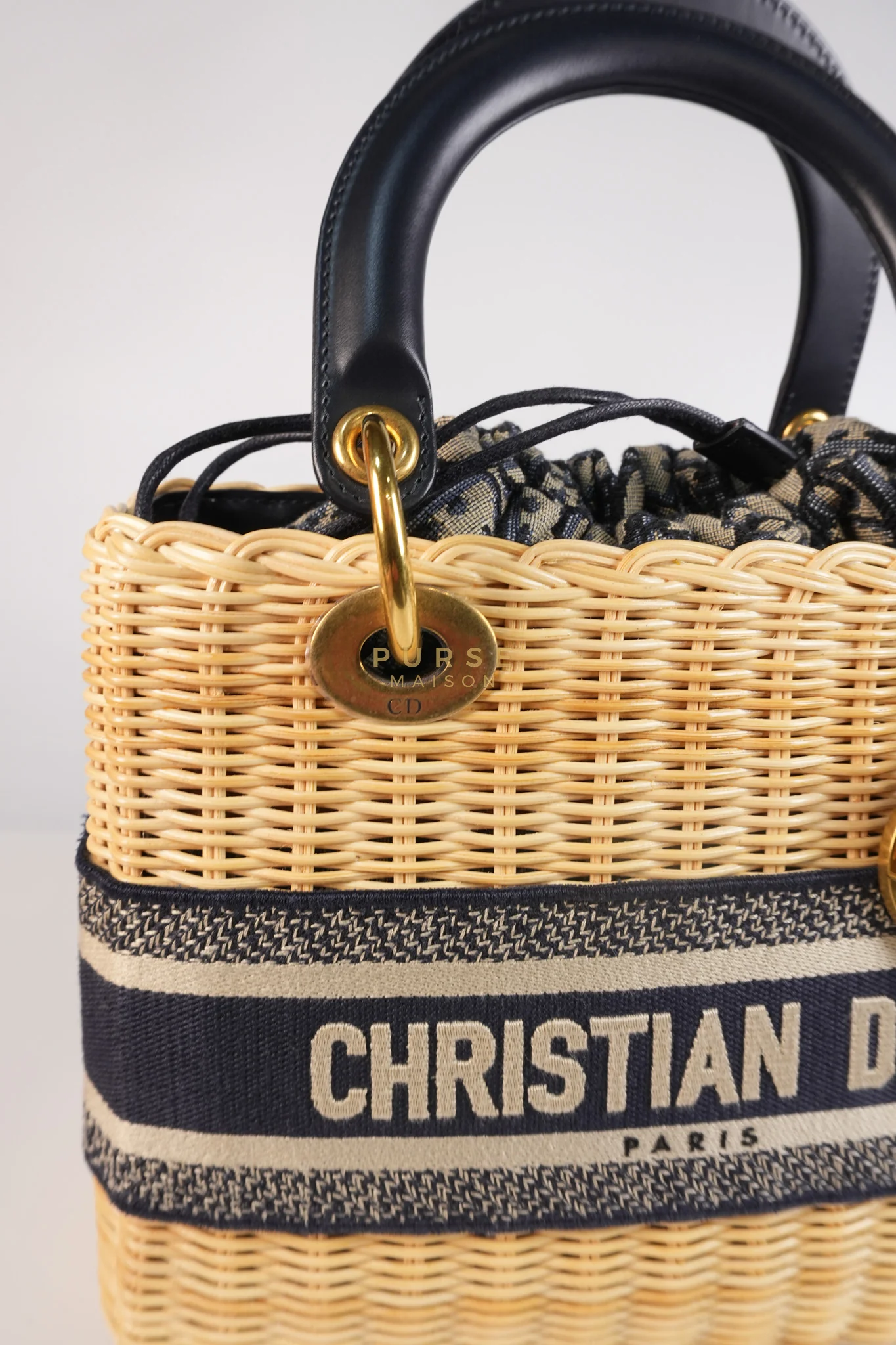 Christian Dior Lady Dior Wicker Medium in Blue Natural Rattan & Oblique Jacquard - Image 16