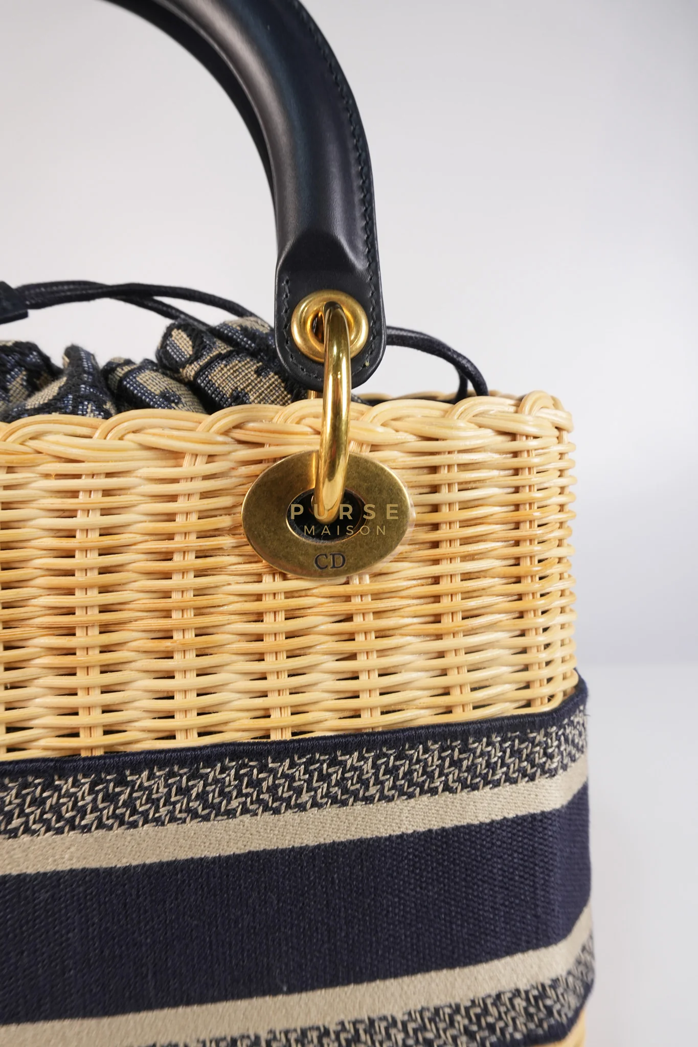 Christian Dior Lady Dior Wicker Medium in Blue Natural Rattan & Oblique Jacquard - Image 18