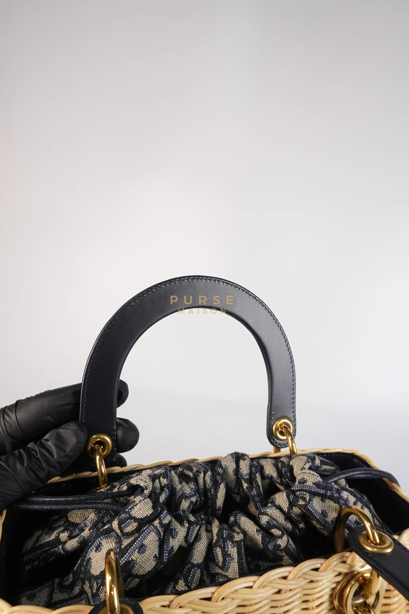 Christian Dior Lady Dior Wicker Medium in Blue Natural Rattan & Oblique Jacquard - Image 19