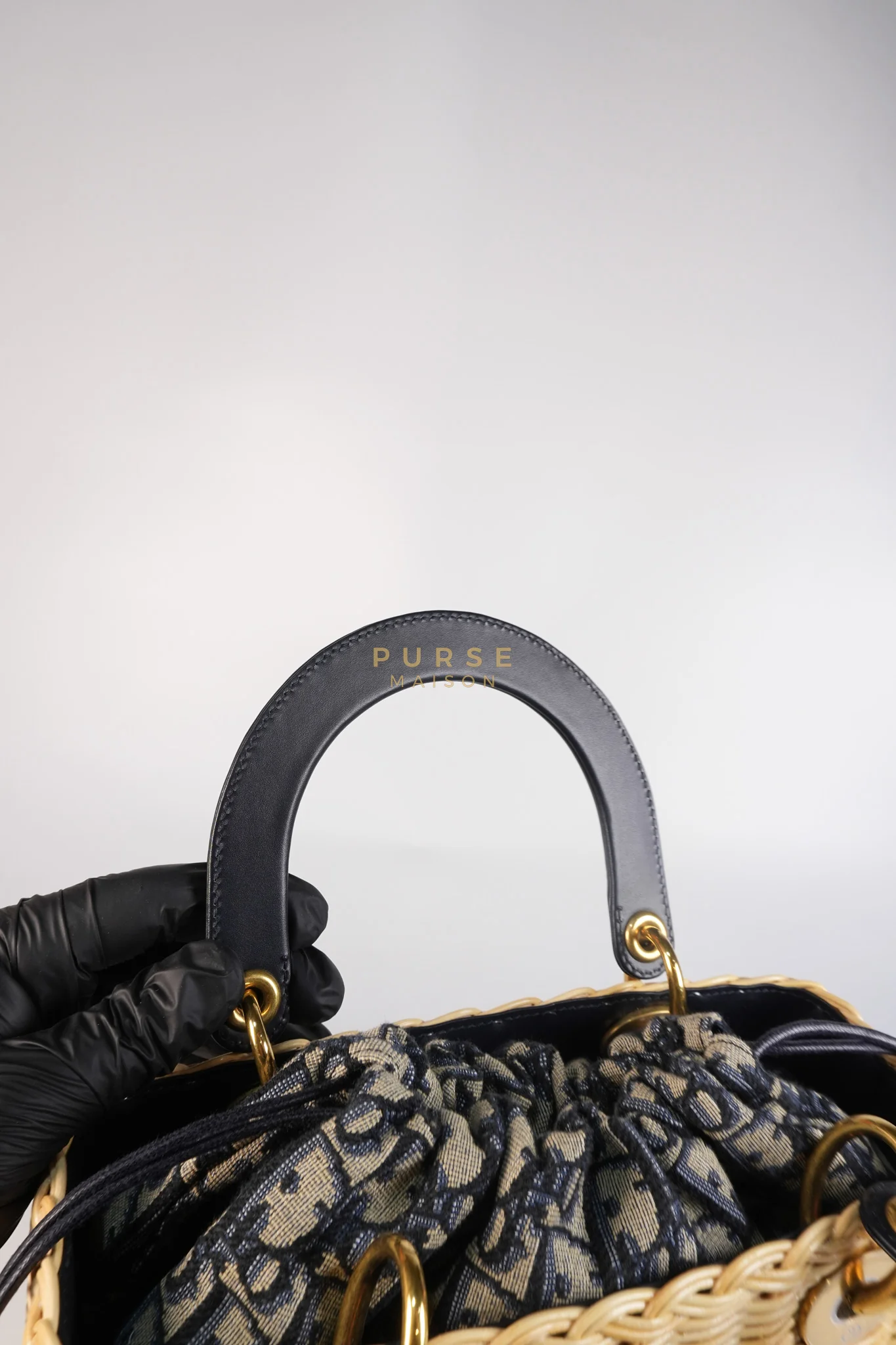 Christian Dior Lady Dior Wicker Medium in Blue Natural Rattan & Oblique Jacquard - Image 20